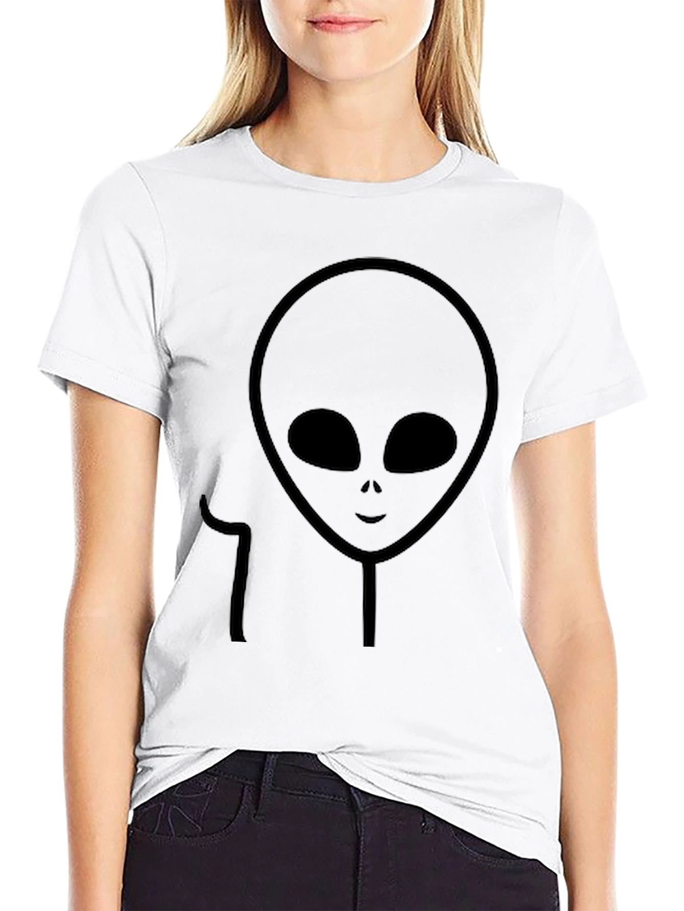 Black Alien Graphic Tee - Extraterrestrial Style