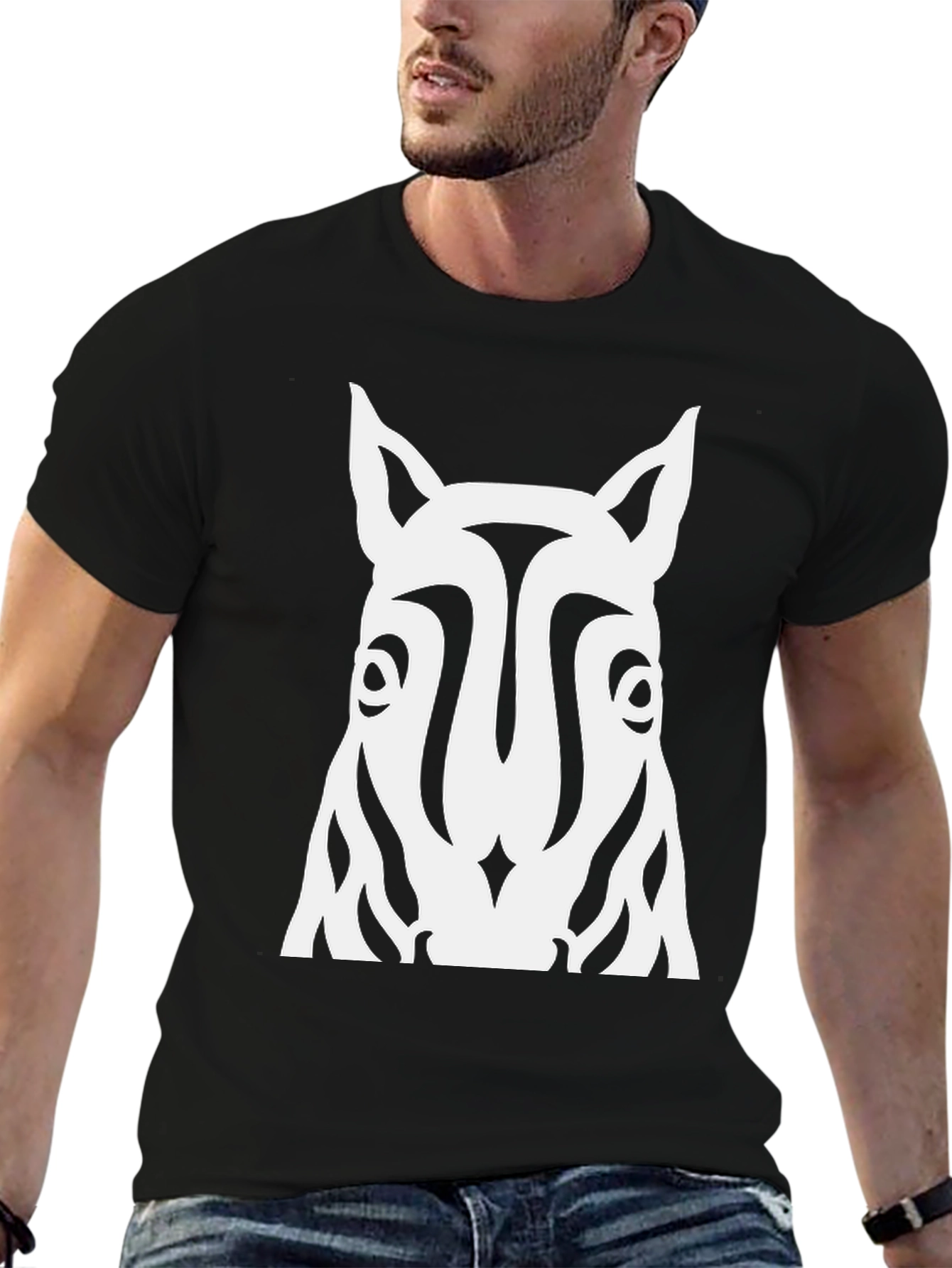 Striking Zebra Graphic Tee - Black Cotton T-Shirt