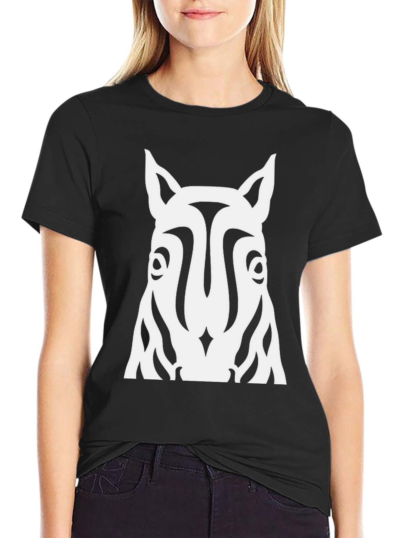 Striking Zebra Graphic Tee - Black Cotton T-Shirt