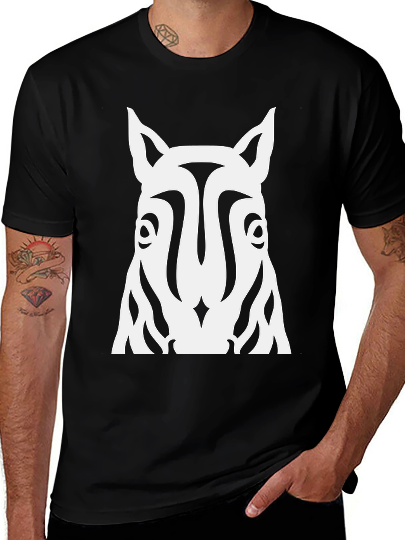Striking Zebra Graphic Tee - Black Cotton T-Shirt
