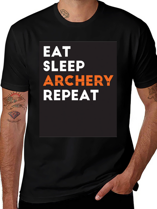 Eat Sleep Archery Repeat T-Shirt - Black Graphic Tee