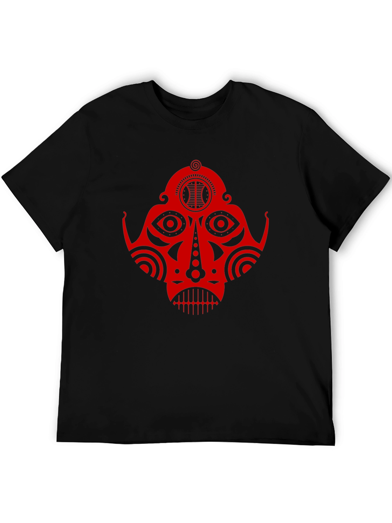 Tribal Mask Graphic Tee - Unique Design