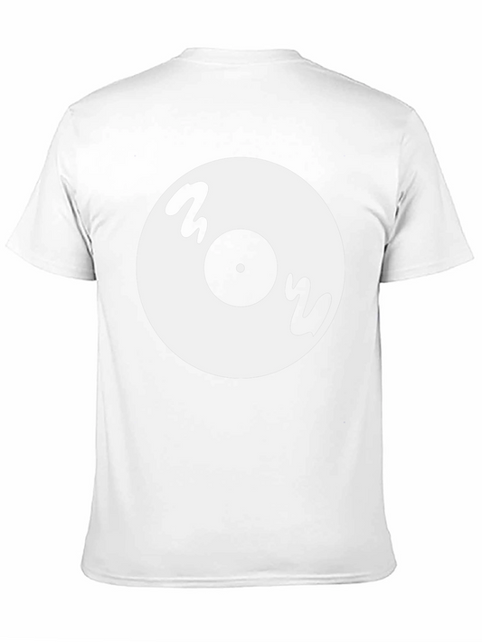 Vinyl Record Graphic Tee - Black Cotton Casual Shirt