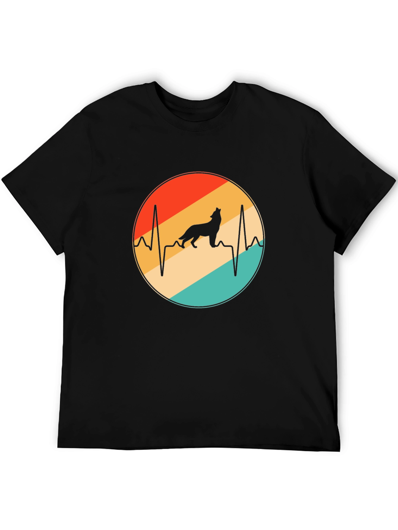 Wolf Heartbeat Graphic Tee - Black
