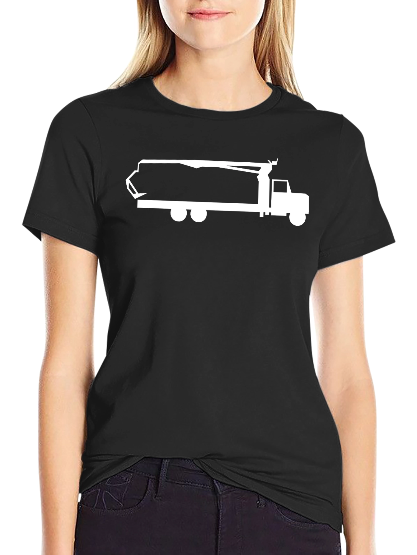 Concrete Mixer Truck Graphic T-Shirt - Black
