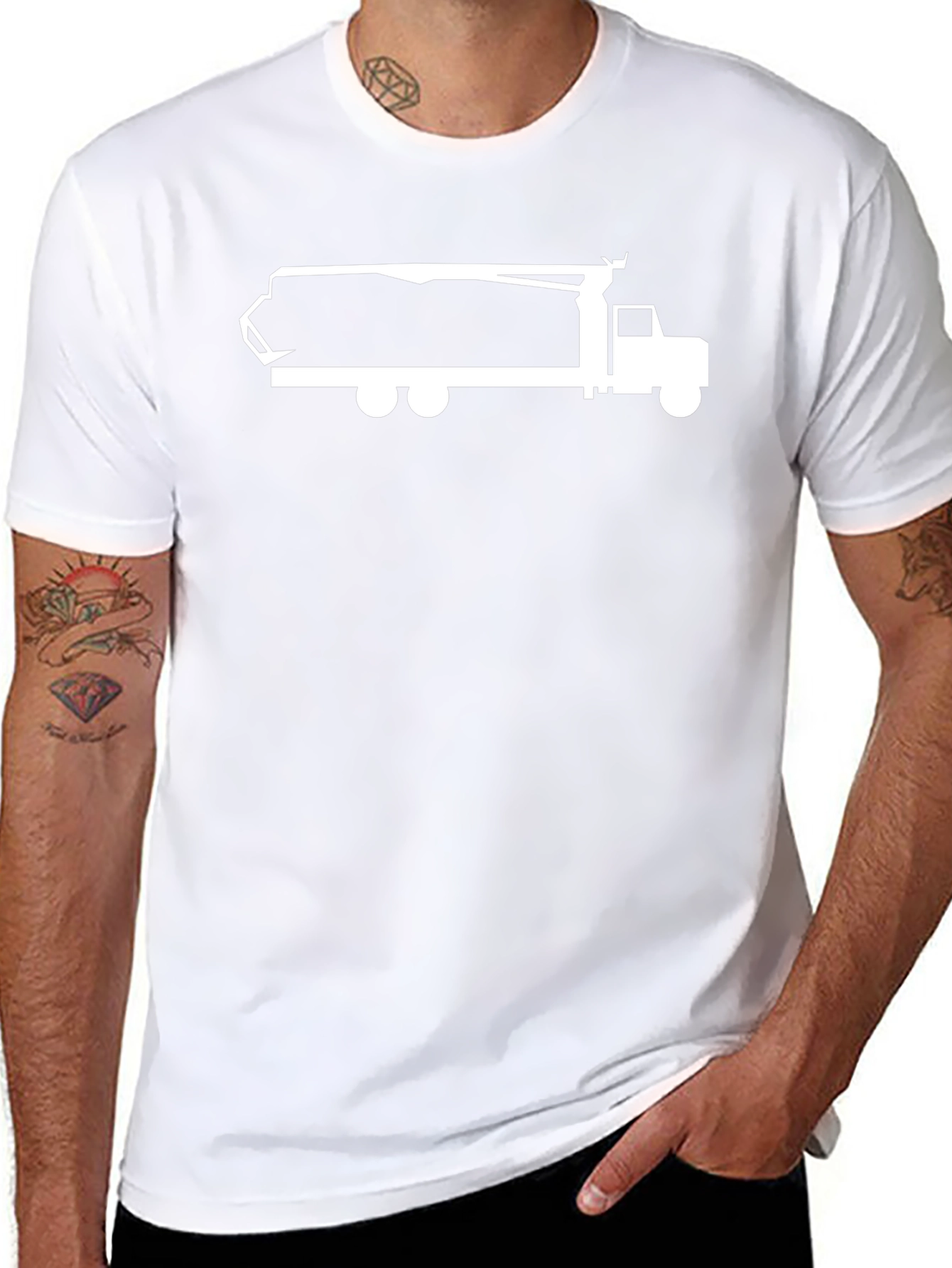 Concrete Mixer Truck Graphic T-Shirt - Black