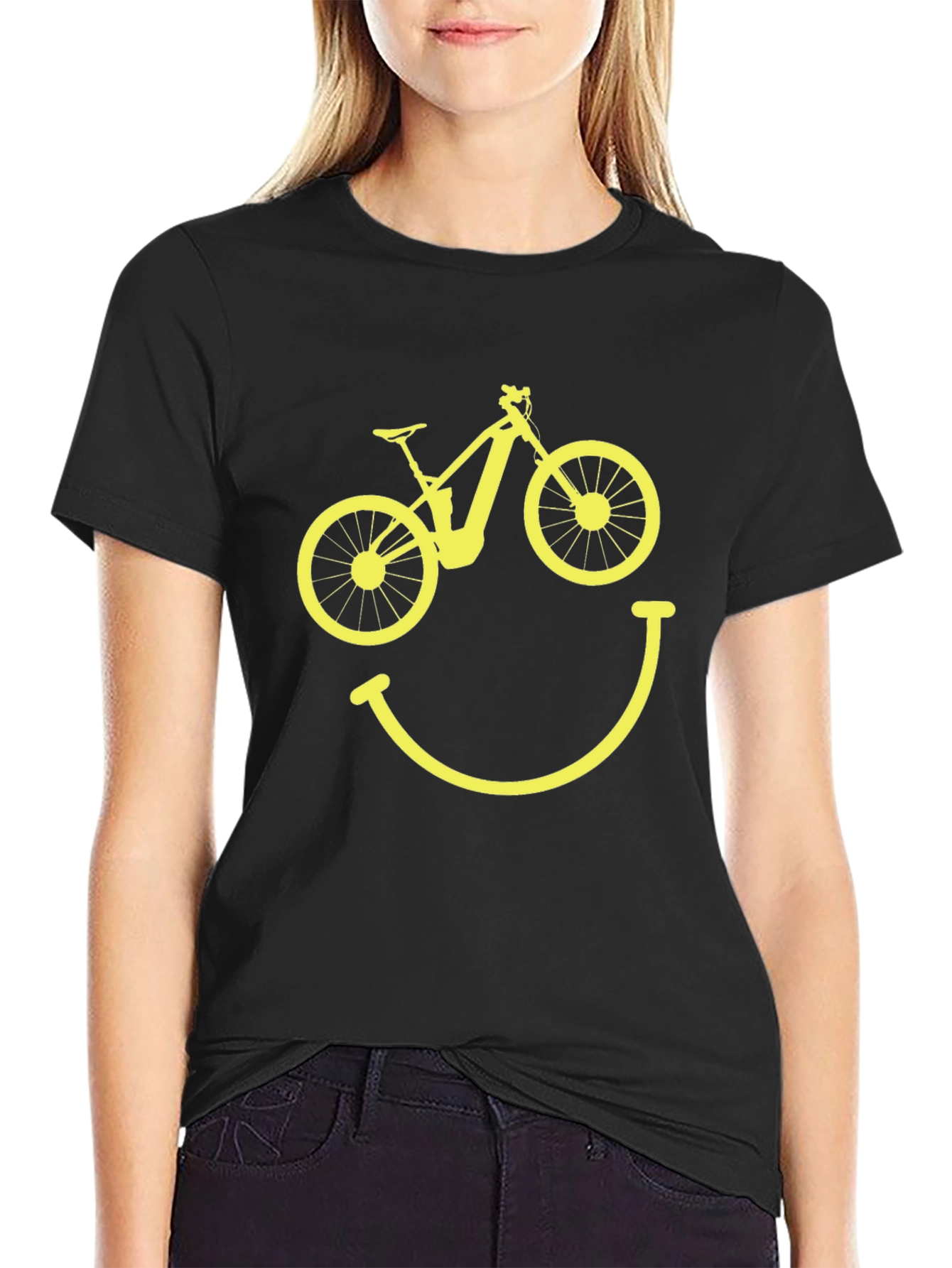 Bike Smile Graphic Tee - Black Cotton T-Shirt