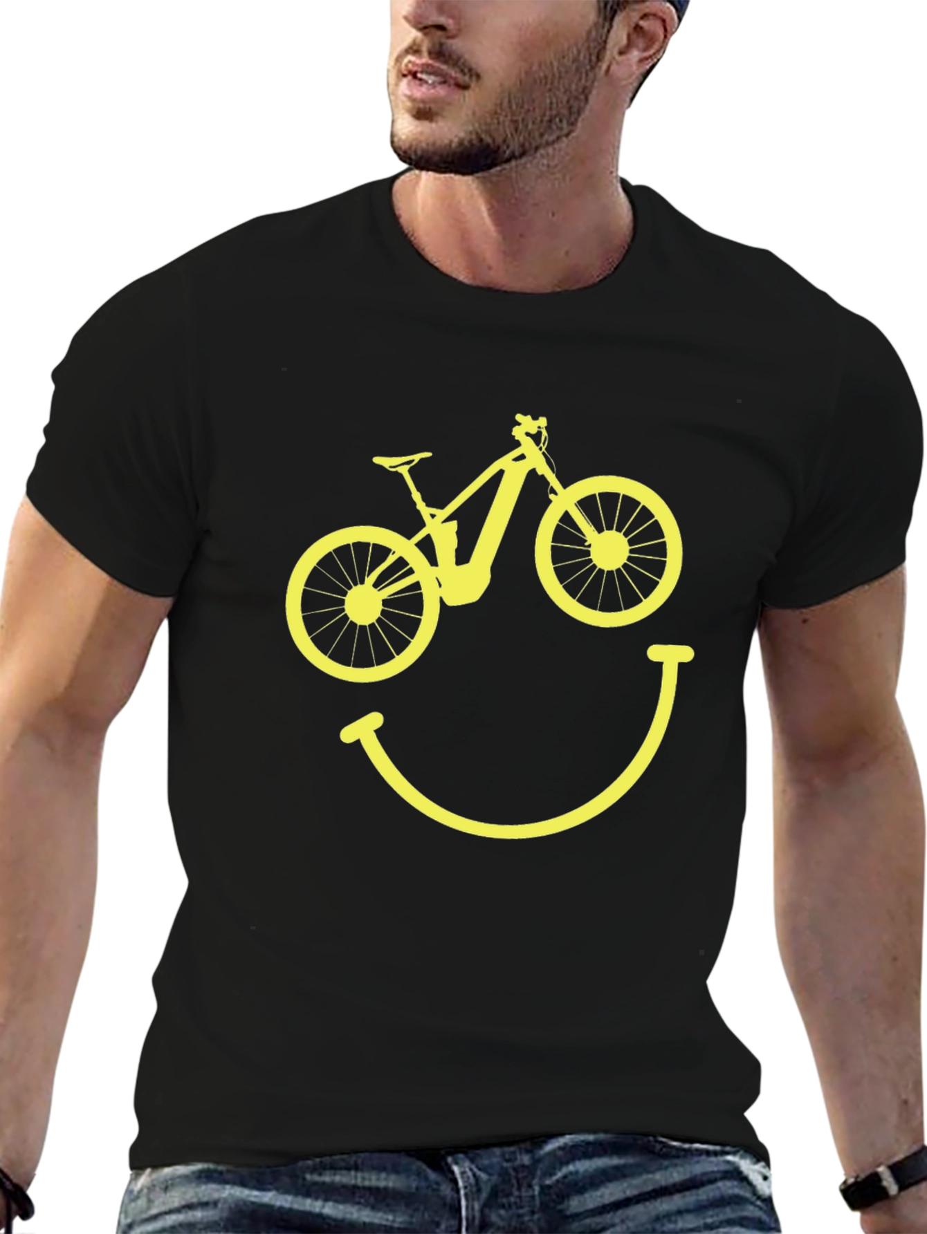 Bike Smile Graphic Tee - Black Cotton T-Shirt