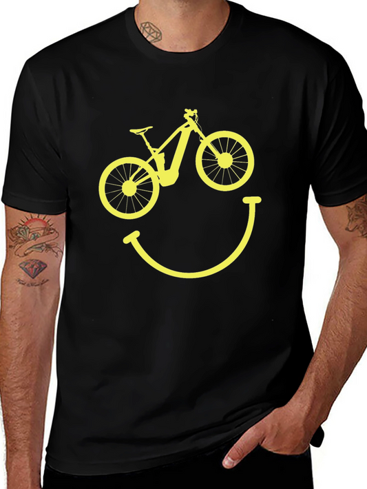 Bike Smile Graphic Tee - Black Cotton T-Shirt