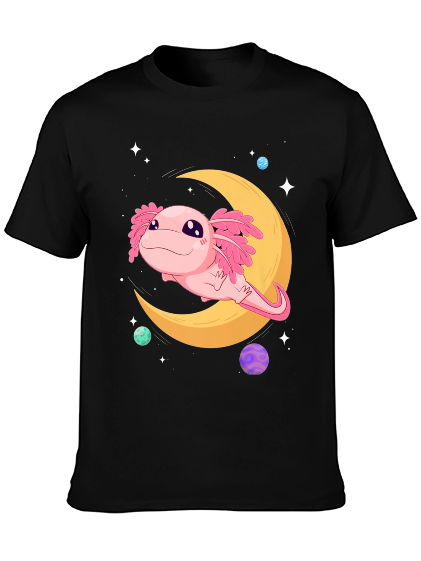 Axolotl Moon T-Shirt - Cute Space Design