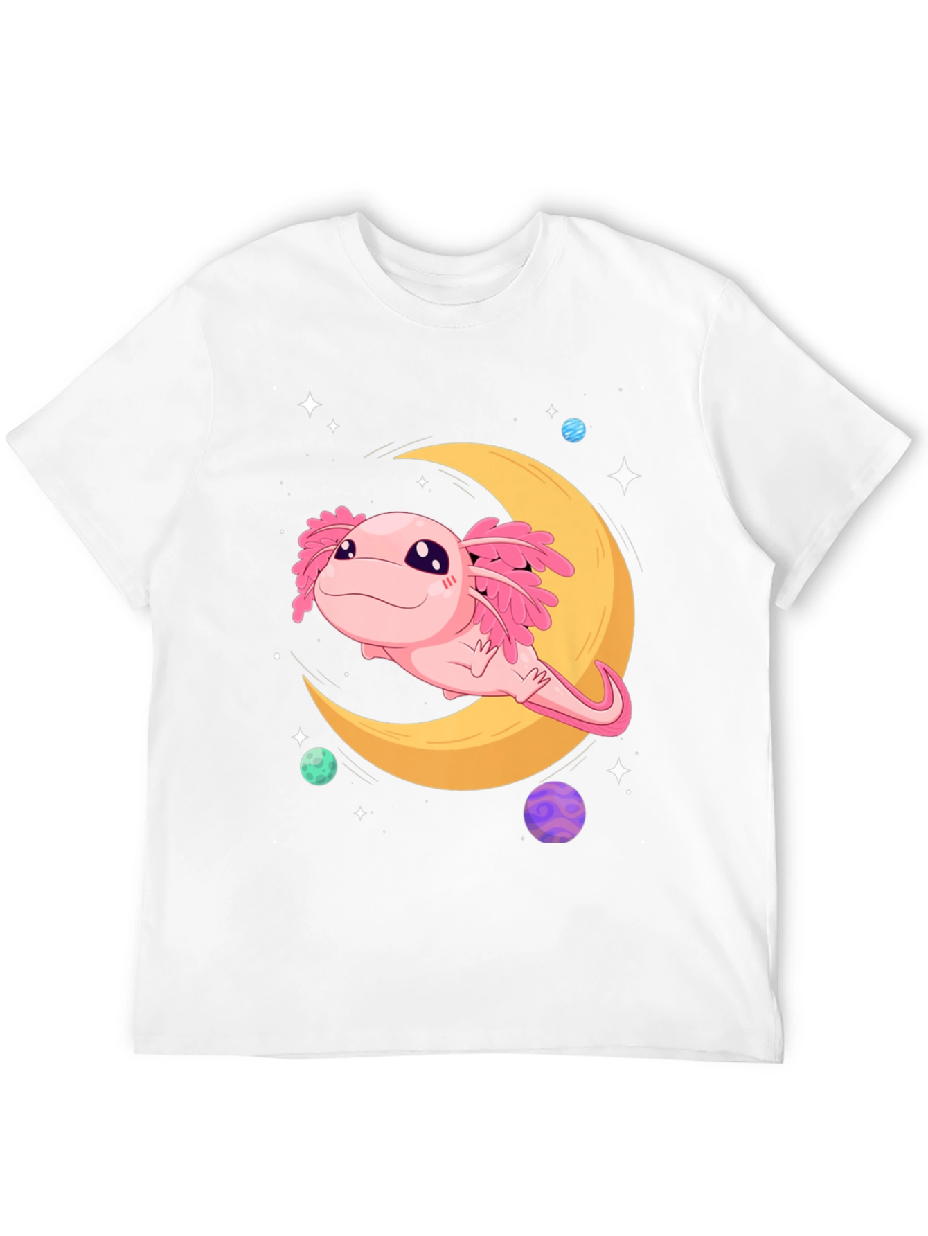 Axolotl Moon T-Shirt - Cute Space Design