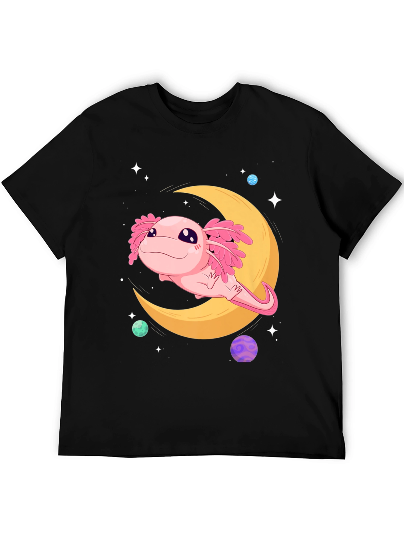 Axolotl Moon T-Shirt - Cute Space Design