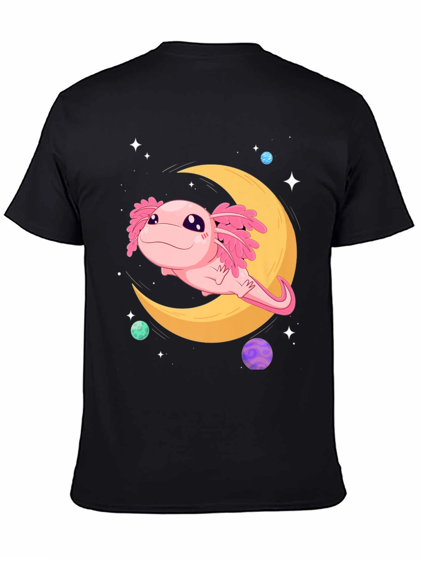 Axolotl Moon T-Shirt - Cute Space Design
