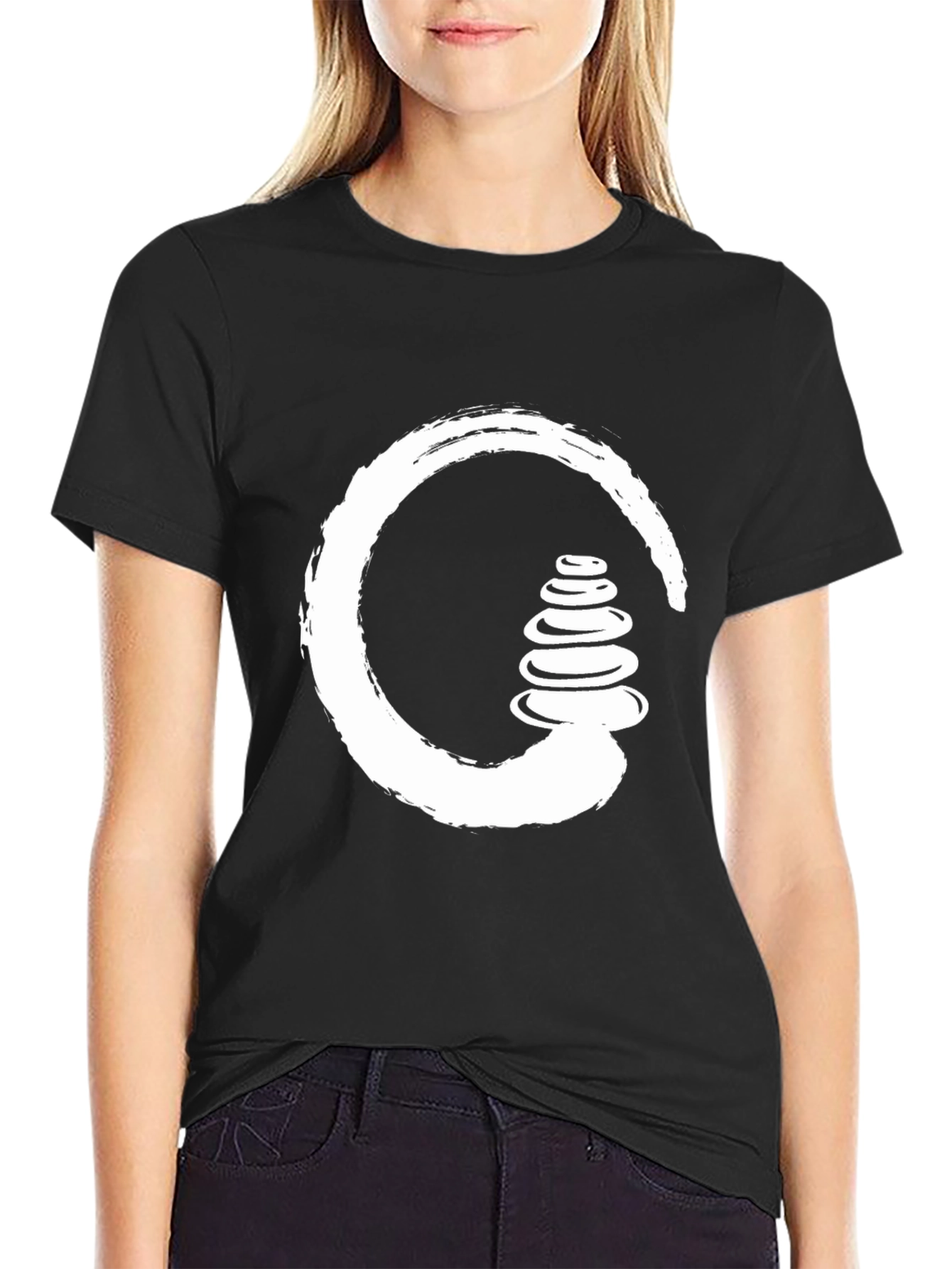 Zen Circle & Stones Black T-Shirt