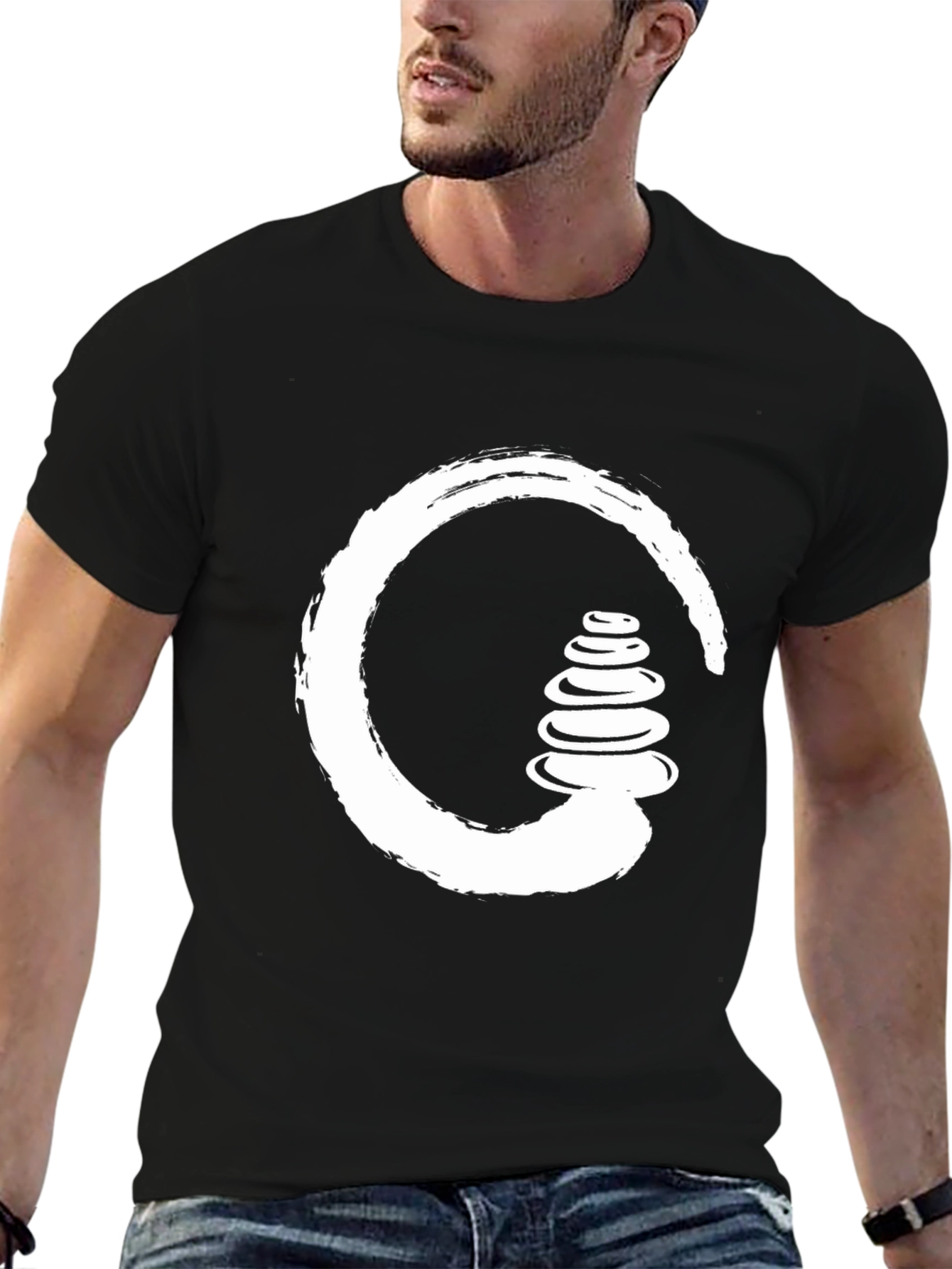 Zen Circle & Stones Black T-Shirt