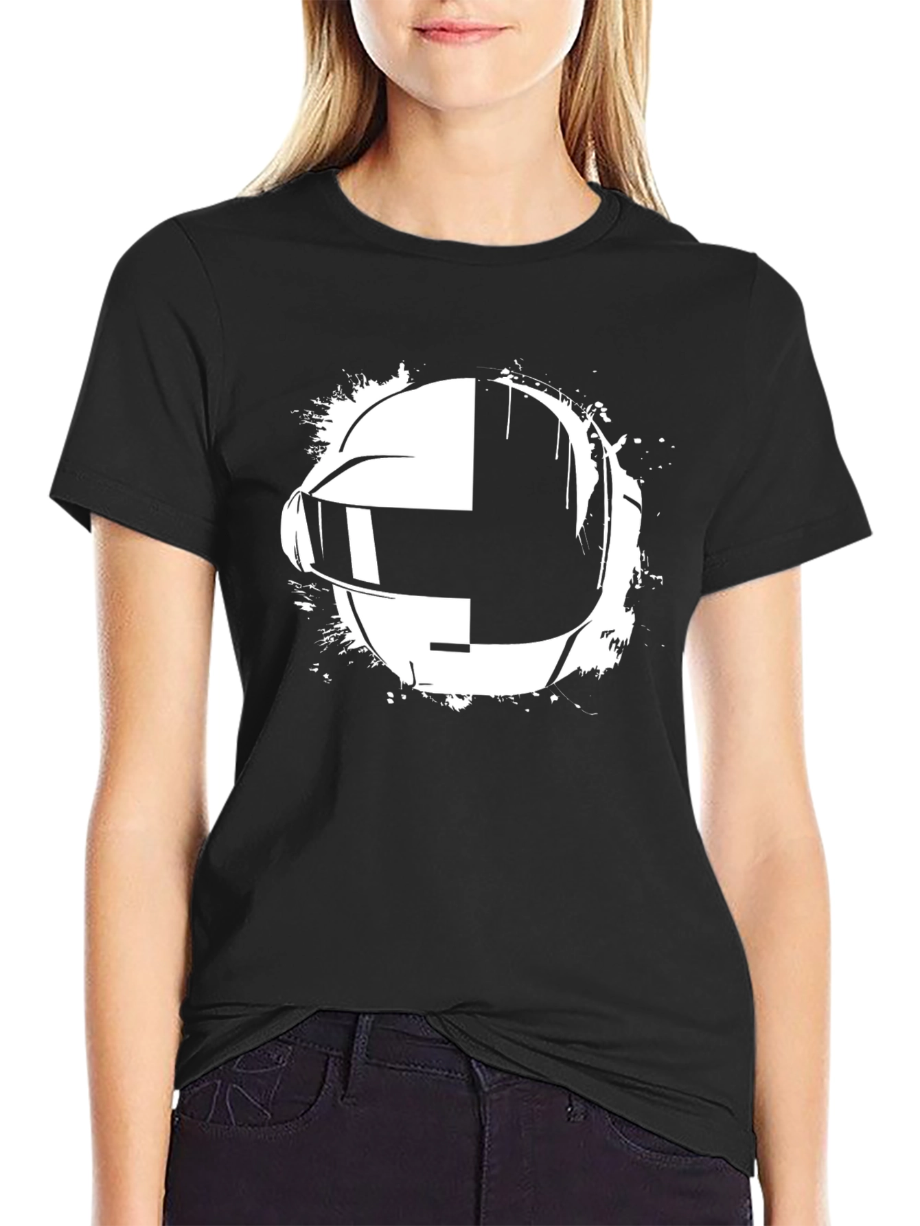 Daft Punk Helmet Graphic Black T-Shirt