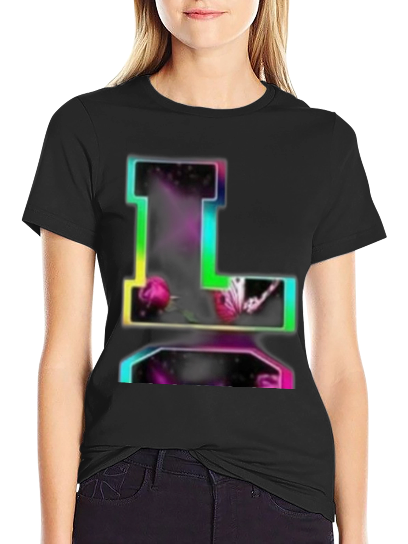 Rainbow Letter L Graphic T-Shirt