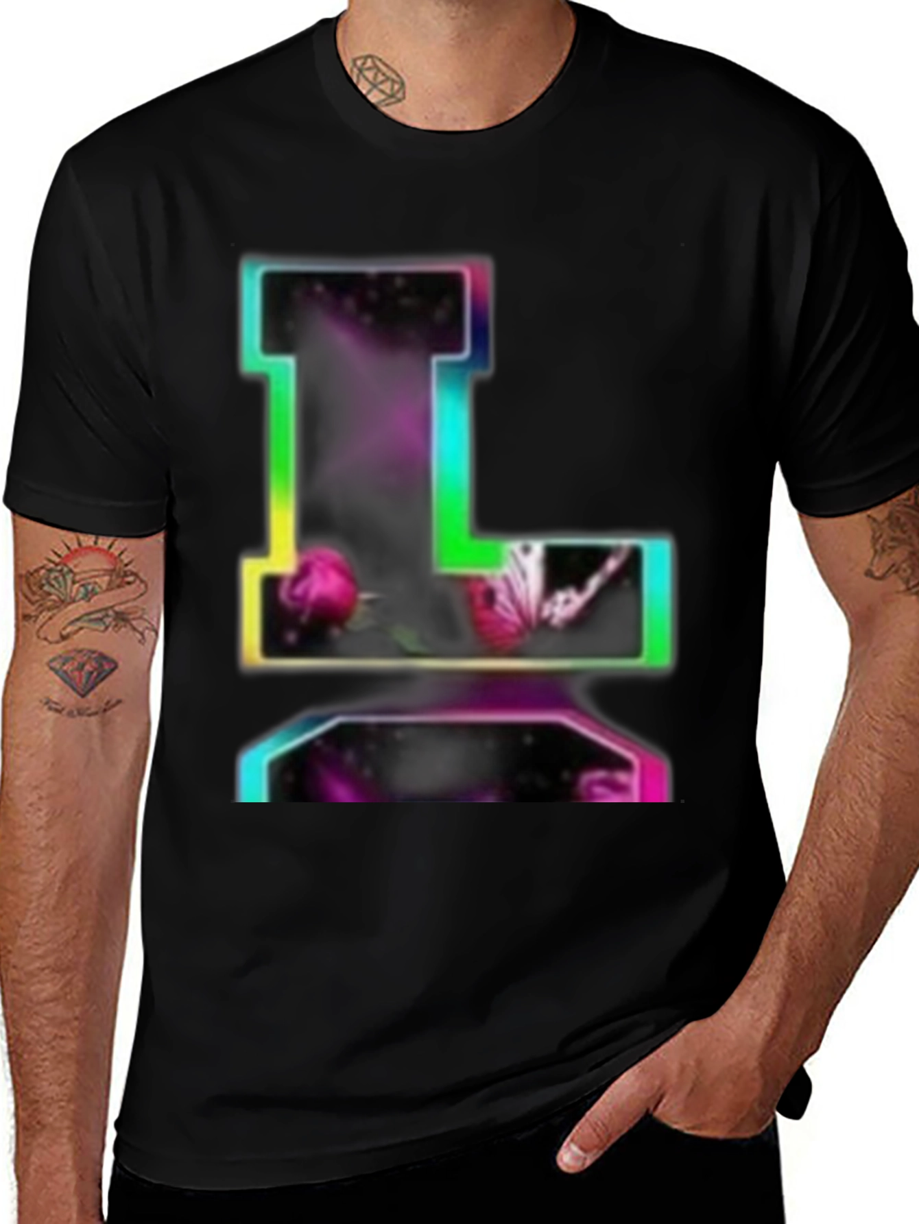 Rainbow Letter L Graphic T-Shirt