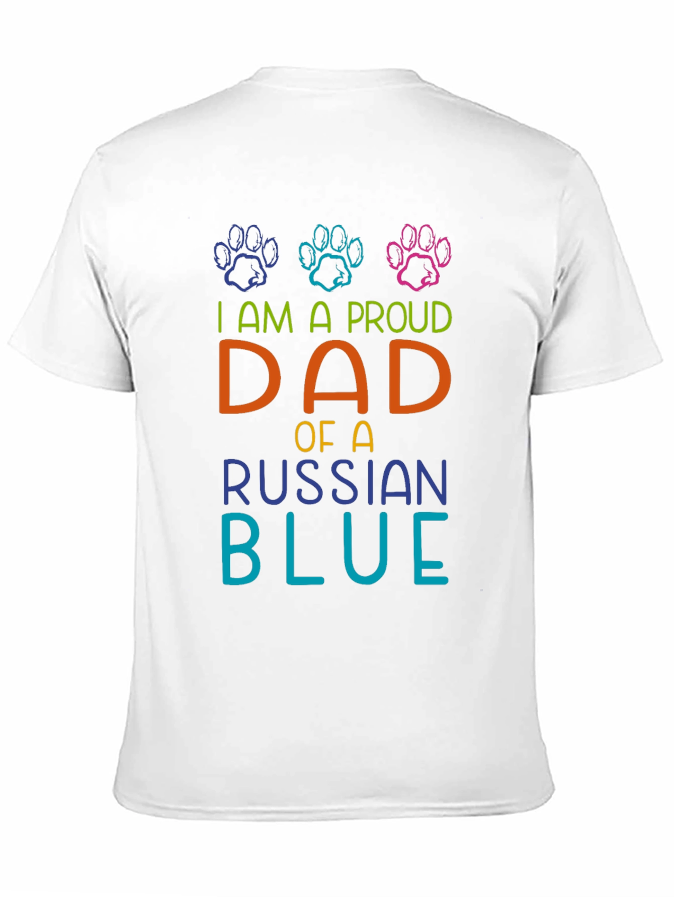 Proud Dad Russian Blue Cat Paw Print T-Shirt