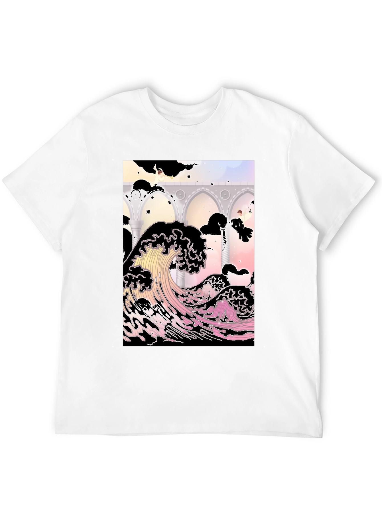 Ukiyo-e Wave Graphic Tee - Black Cotton T-Shirt