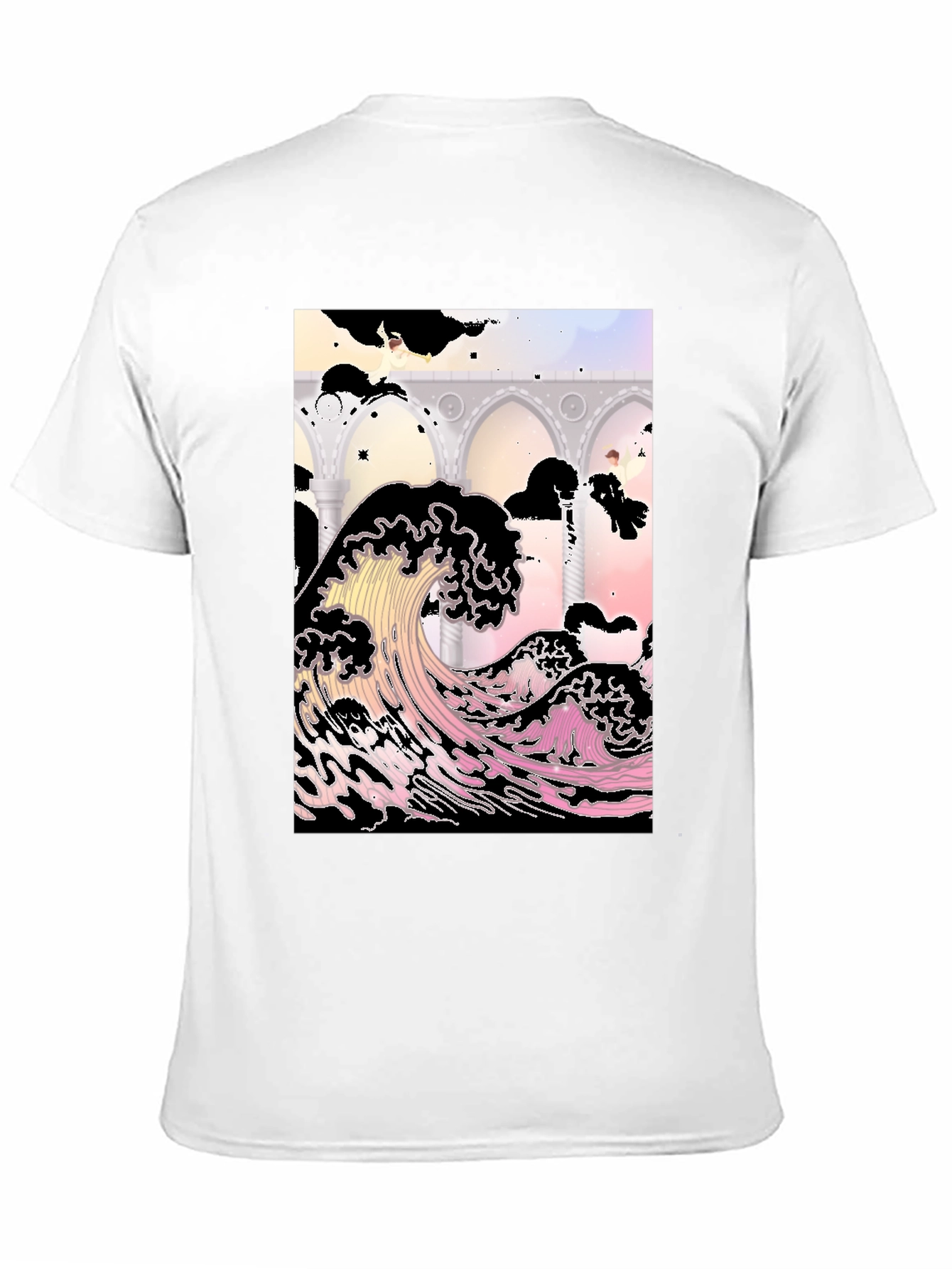 Ukiyo-e Wave Graphic Tee - Black Cotton T-Shirt