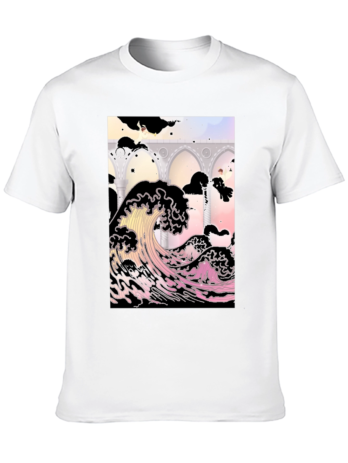Ukiyo-e Wave Graphic Tee - Black Cotton T-Shirt