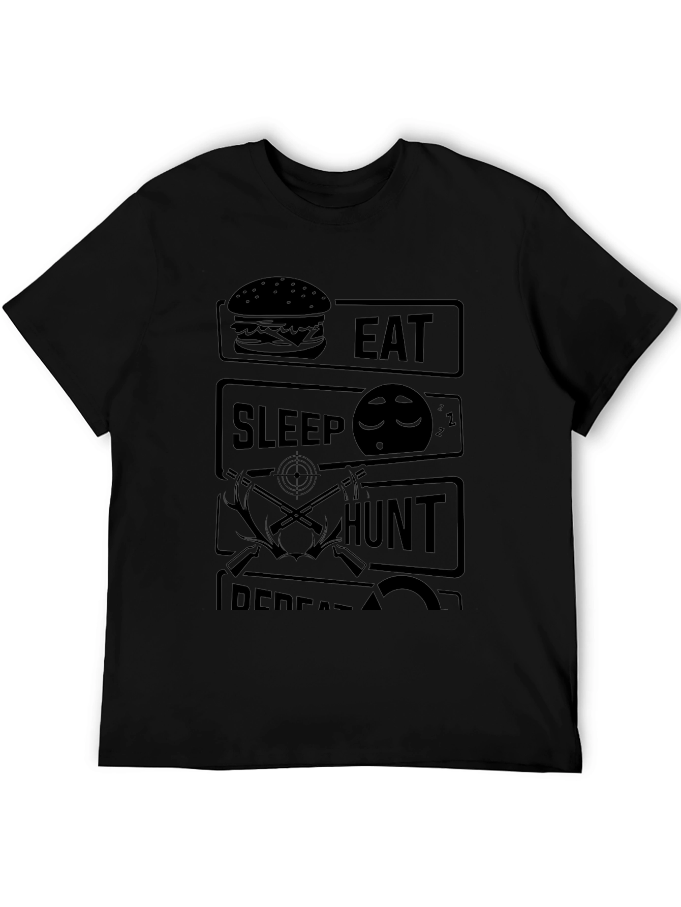 Eat Sleep Hunt Repeat Black Graphic Tee