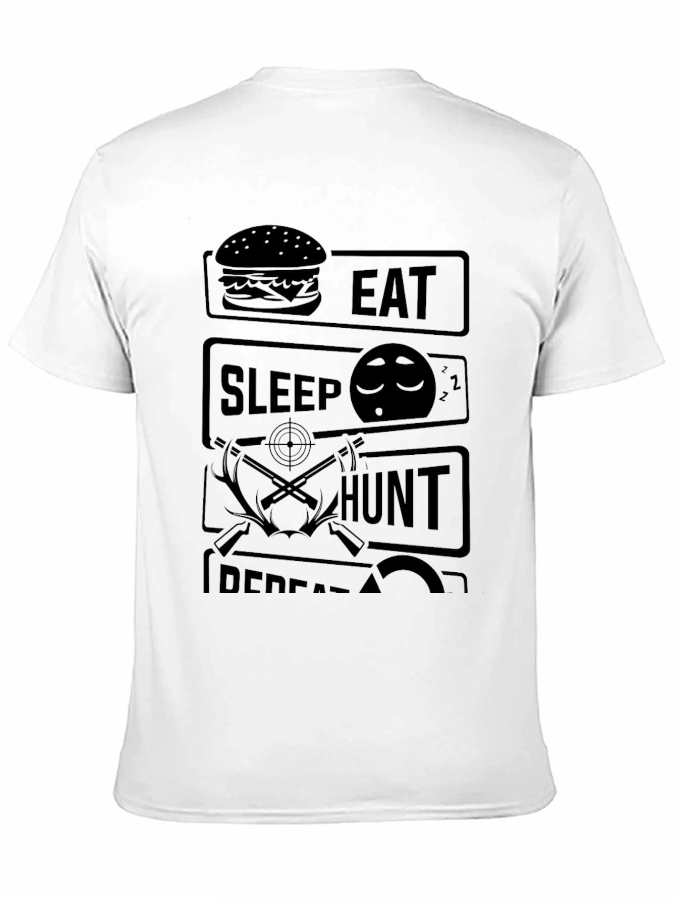 Eat Sleep Hunt Repeat Black Graphic Tee