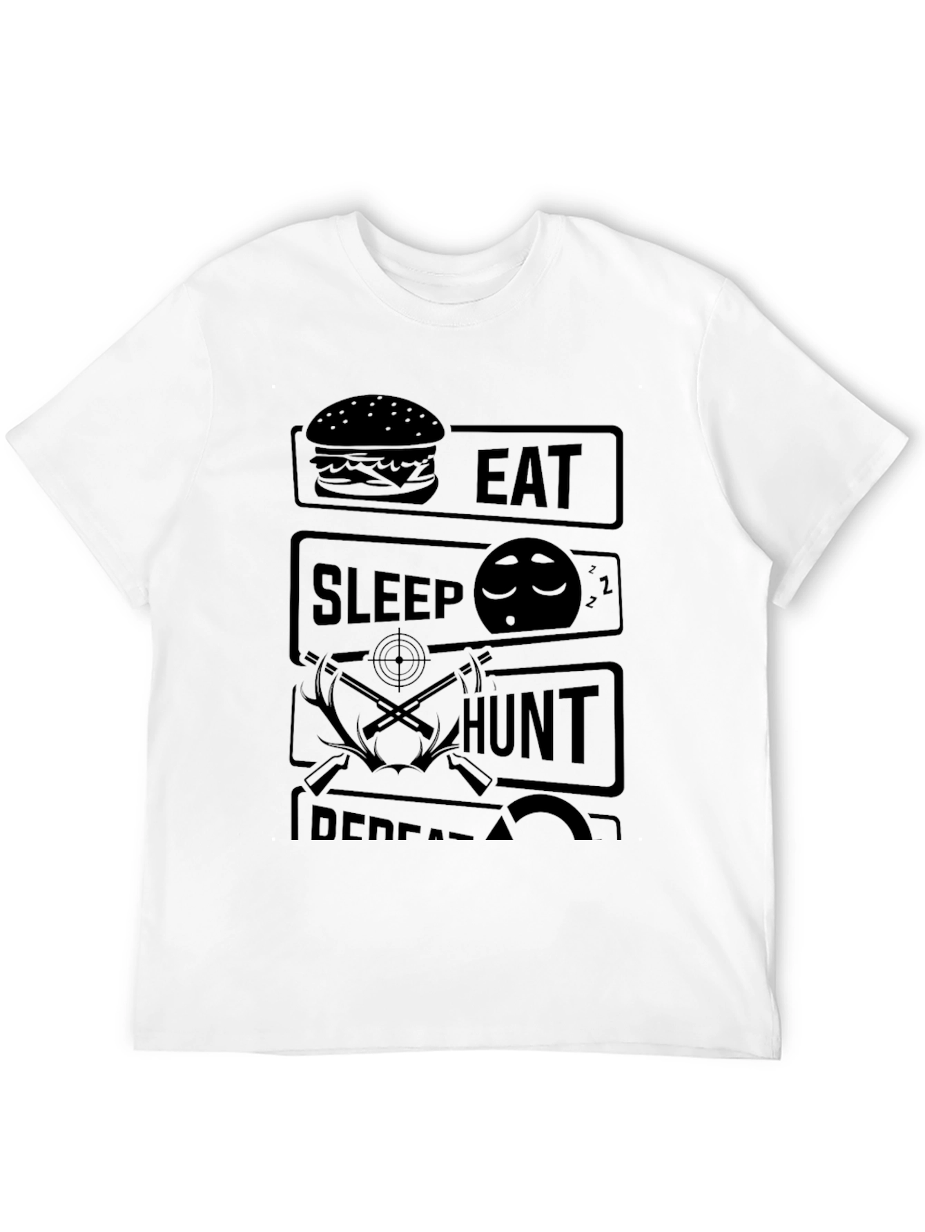Eat Sleep Hunt Repeat Black Graphic Tee