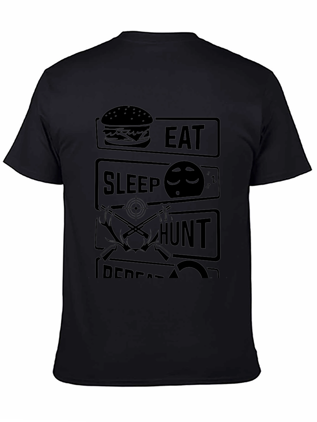 Eat Sleep Hunt Repeat Black Graphic Tee