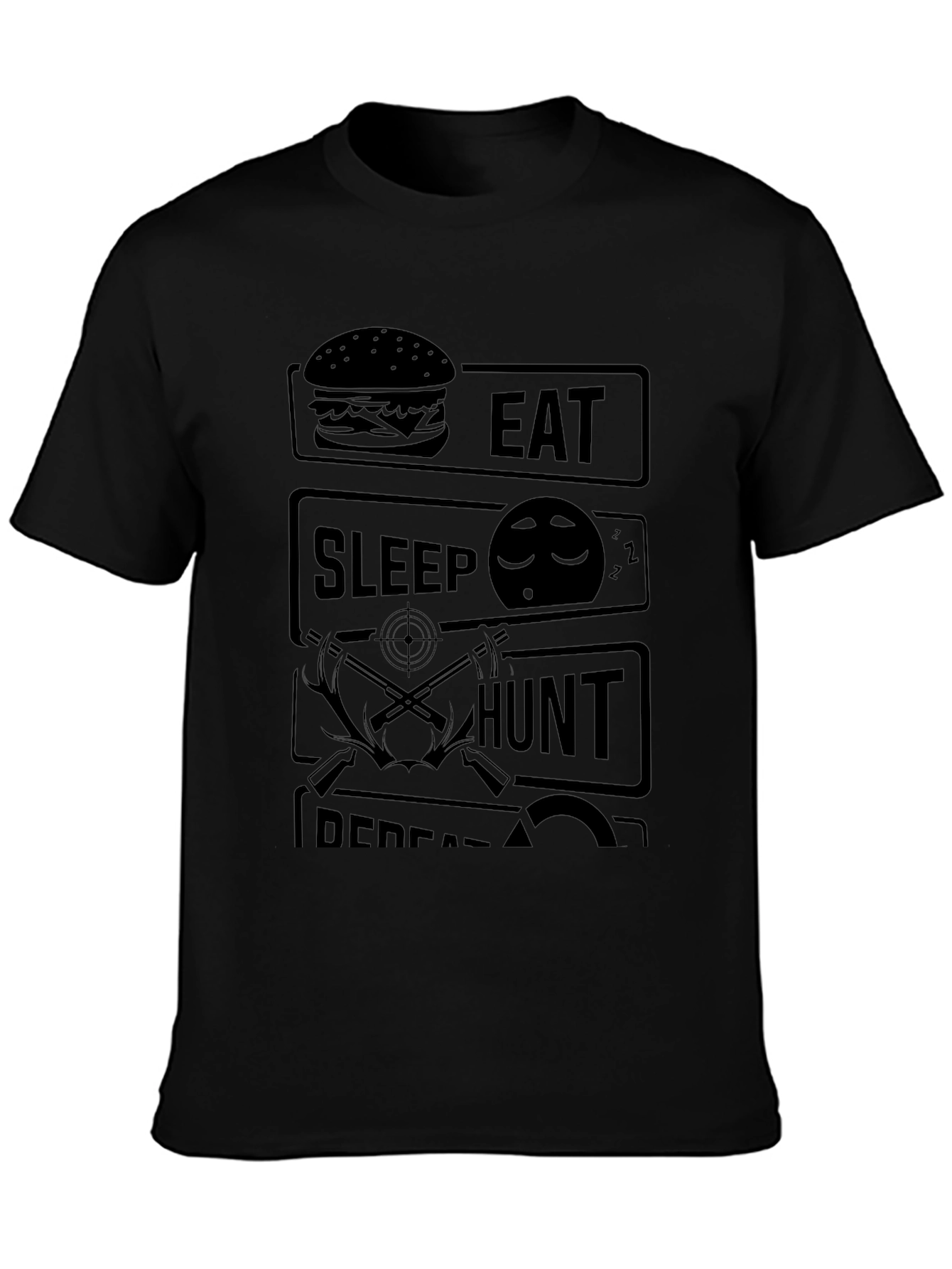 Eat Sleep Hunt Repeat Black Graphic Tee