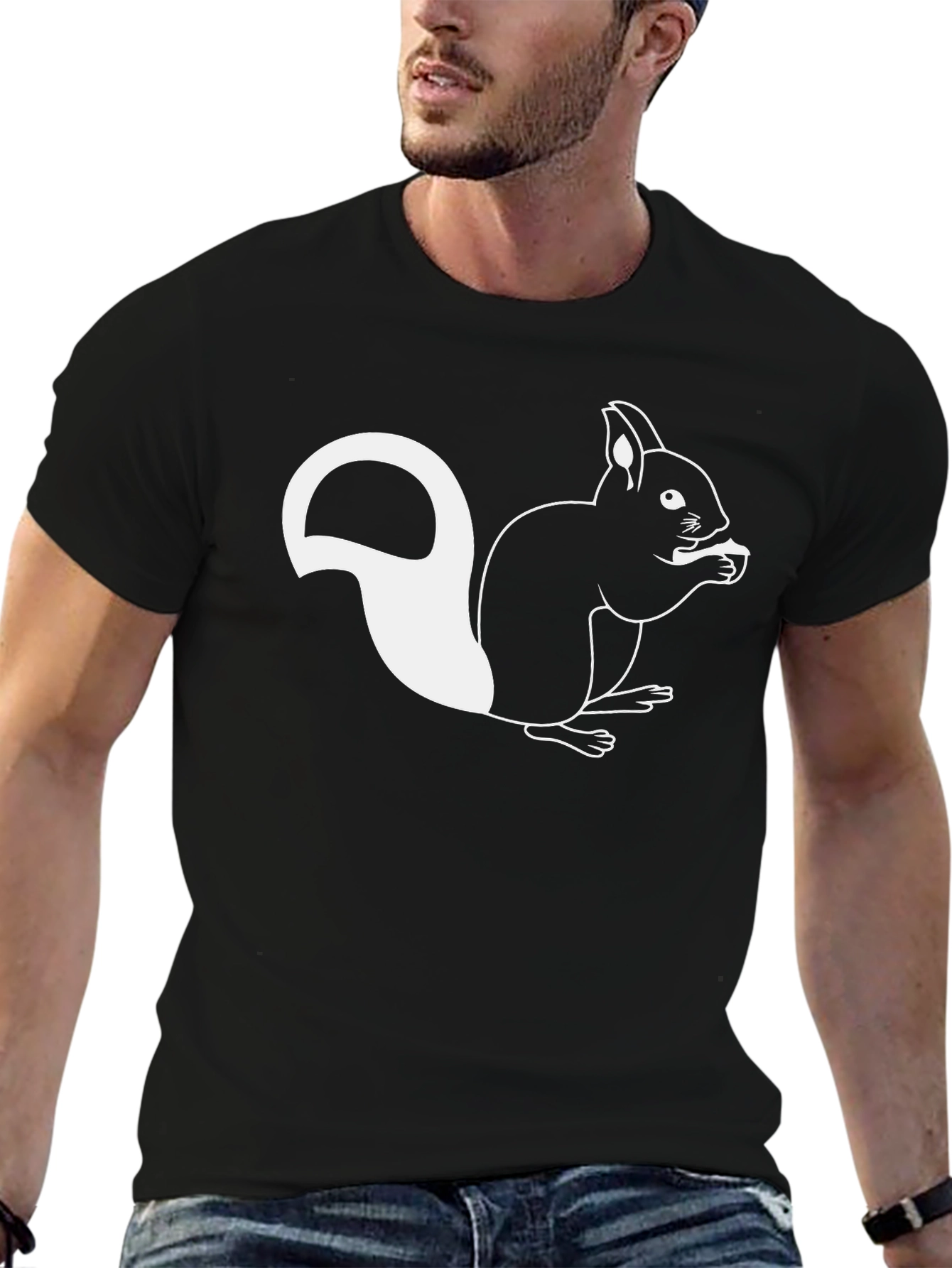 Squirrel Graphic Tee - Black Cotton Blend