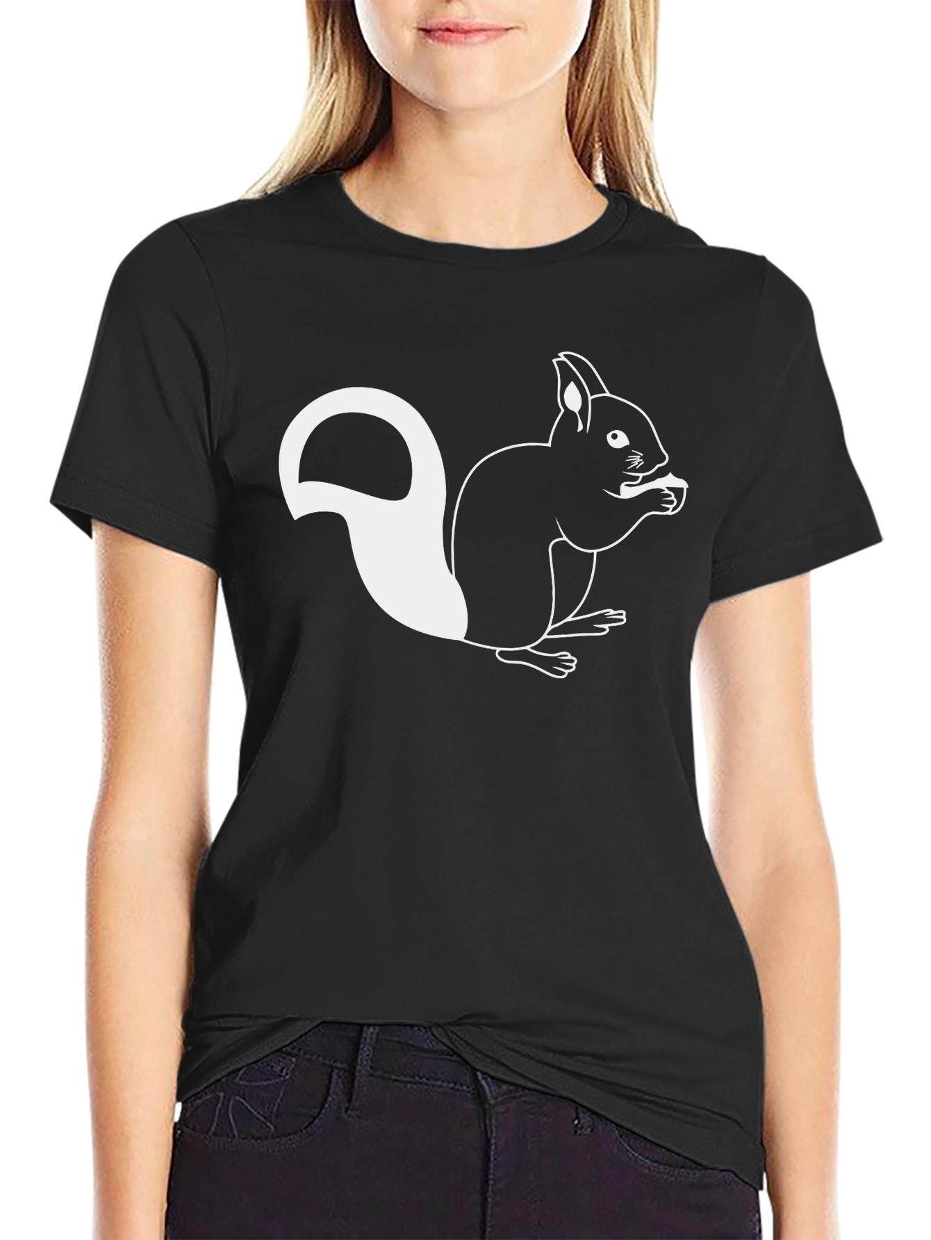 Squirrel Graphic Tee - Black Cotton Blend