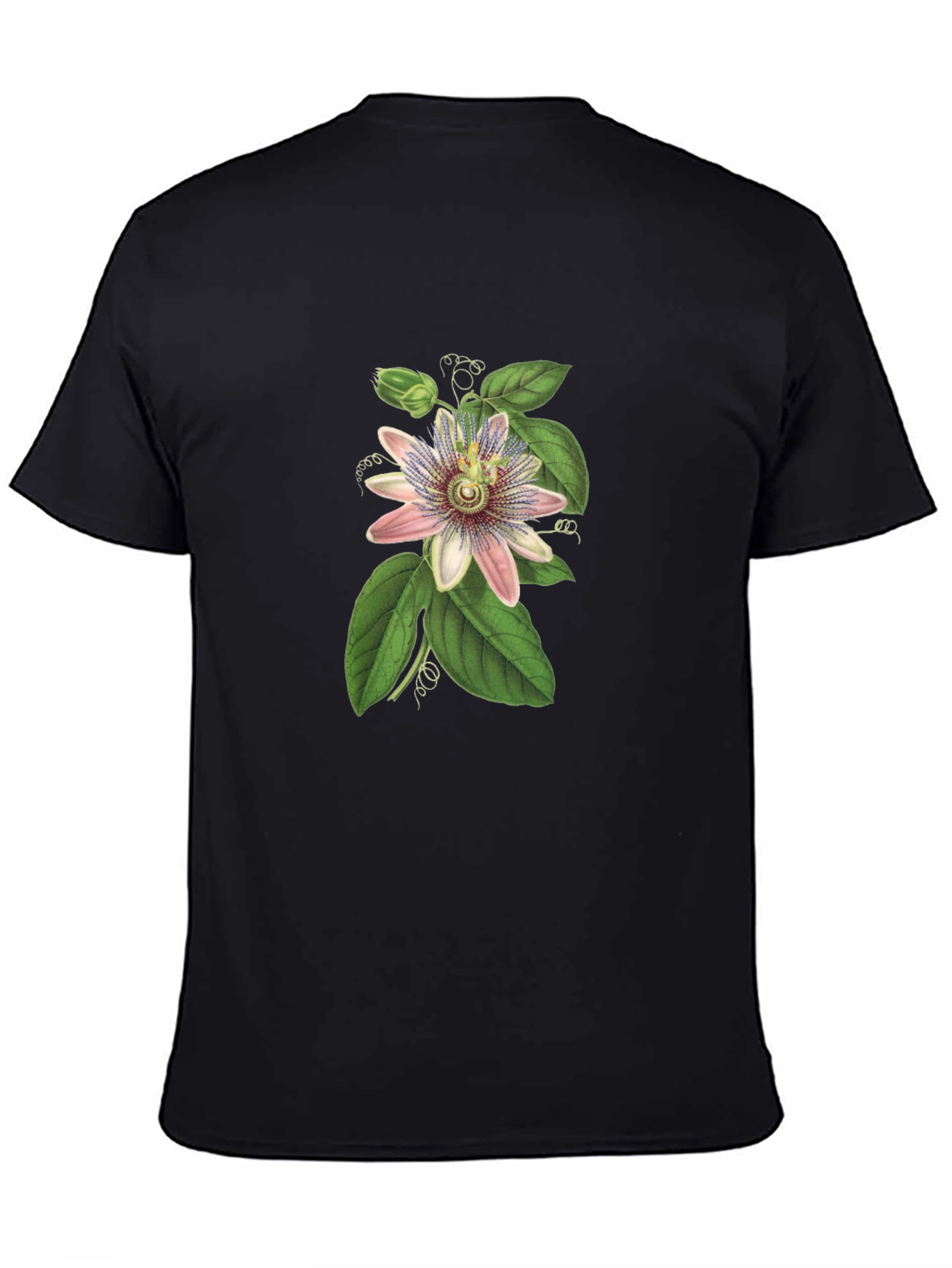 Botanical Passionflower Graphic Tee - Black