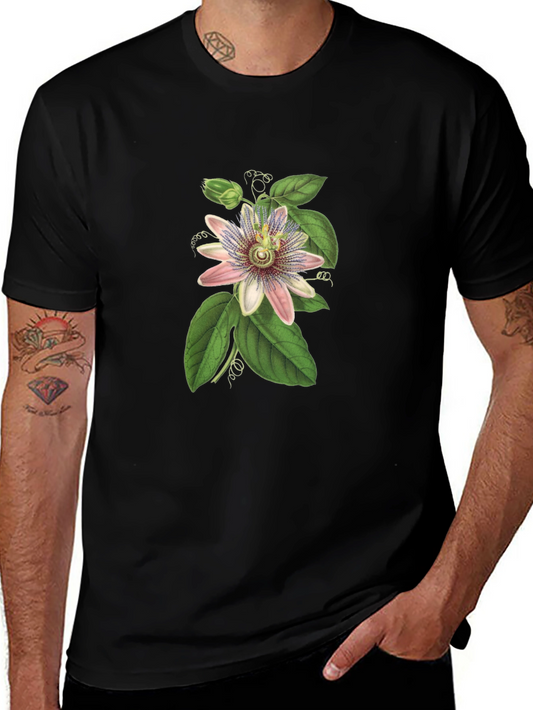 Botanical Passionflower Graphic Tee - Black