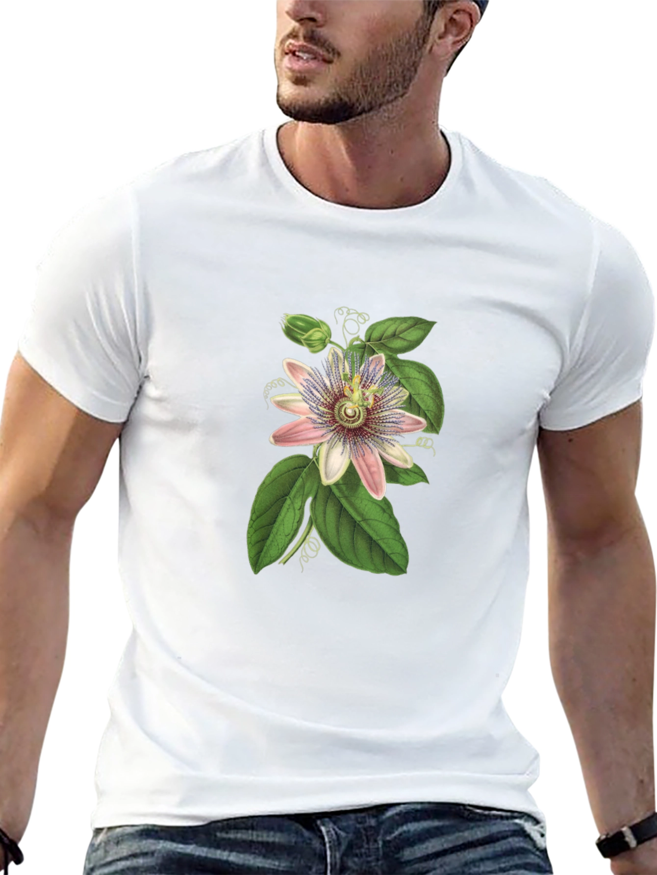 Botanical Passionflower Graphic Tee - Black