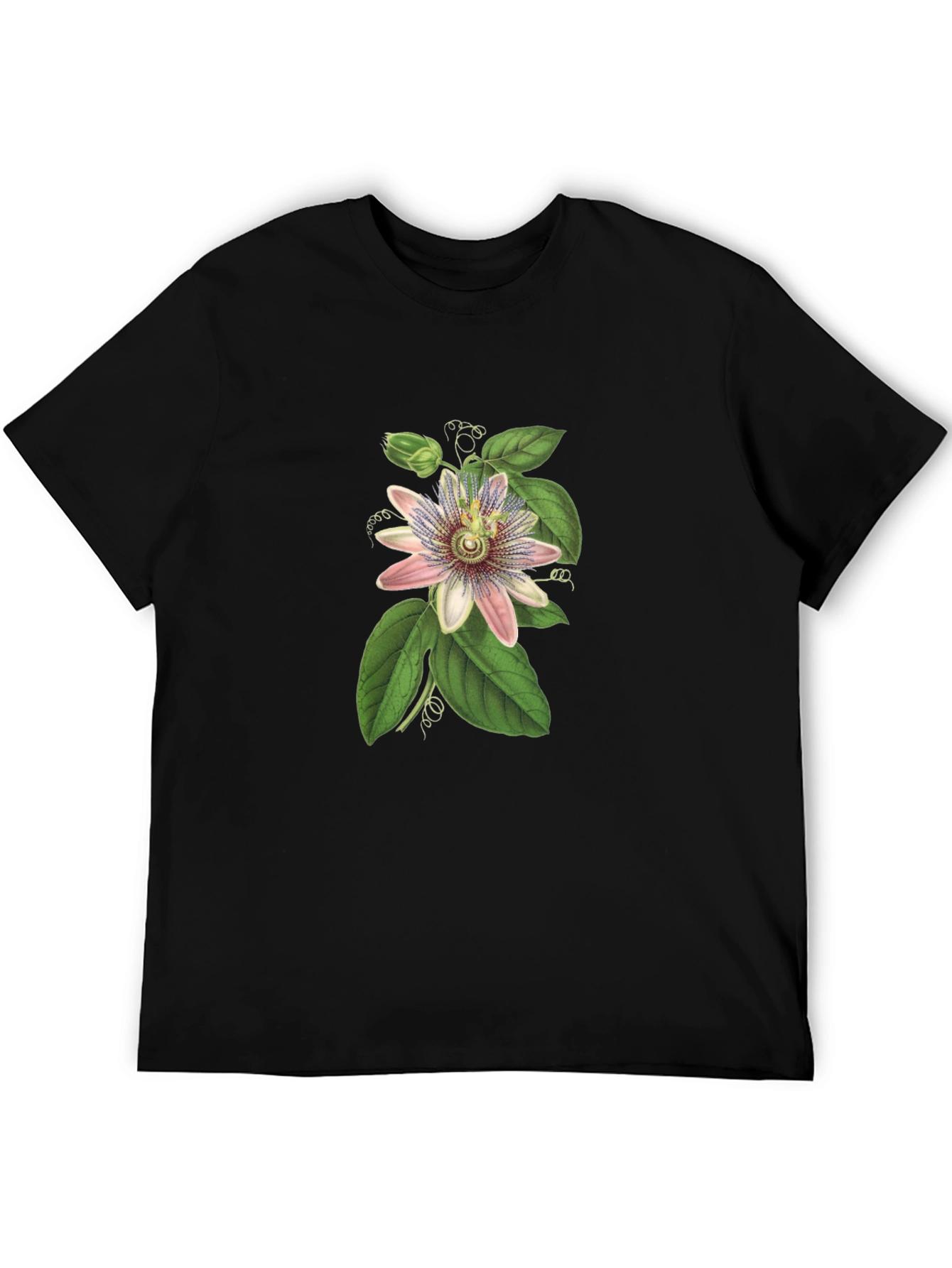 Botanical Passionflower Graphic Tee - Black