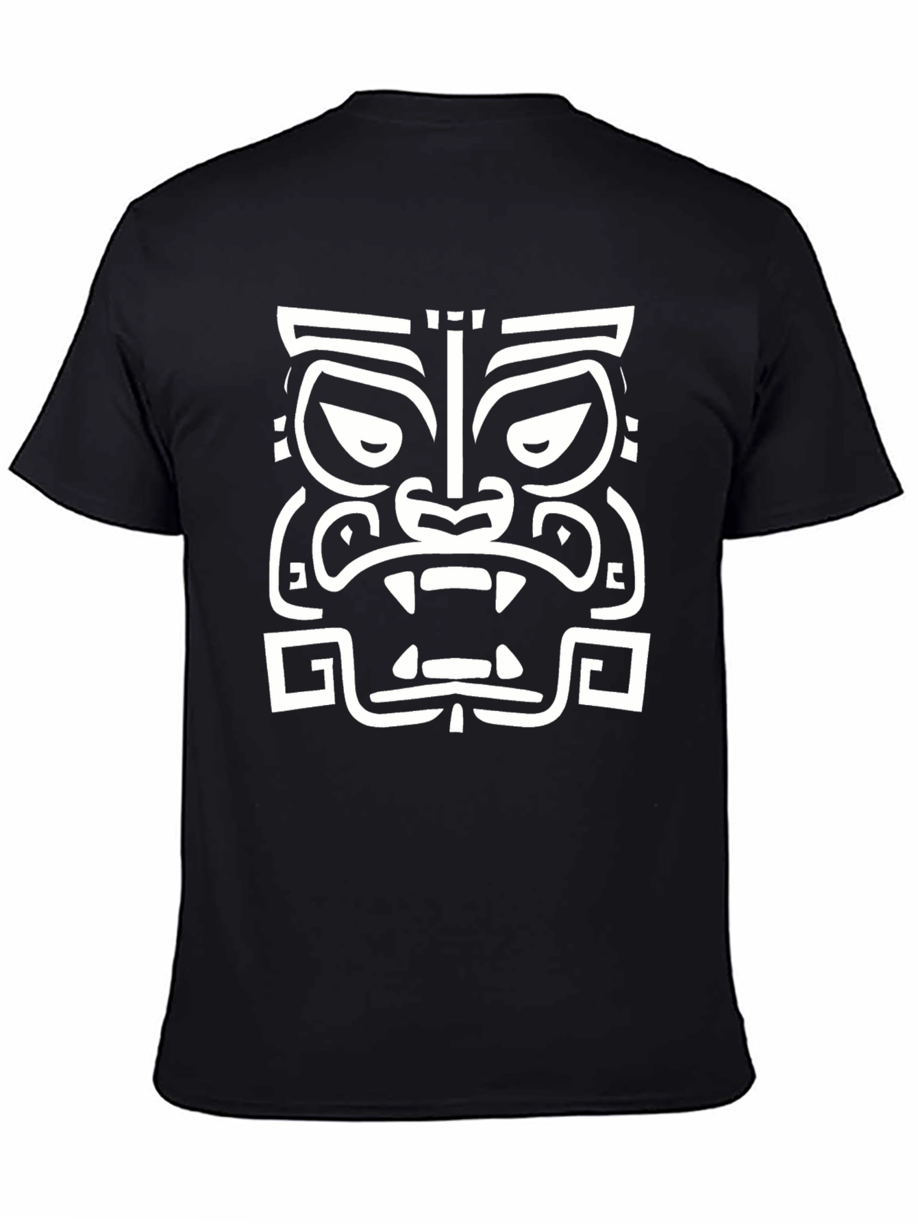 Tribal Mask Graphic T-Shirt - Casual Black Tee