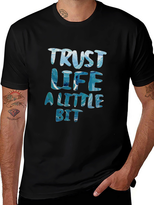 Trust Life A Little Bit Graphic Tee - Black Cotton Casual Top
