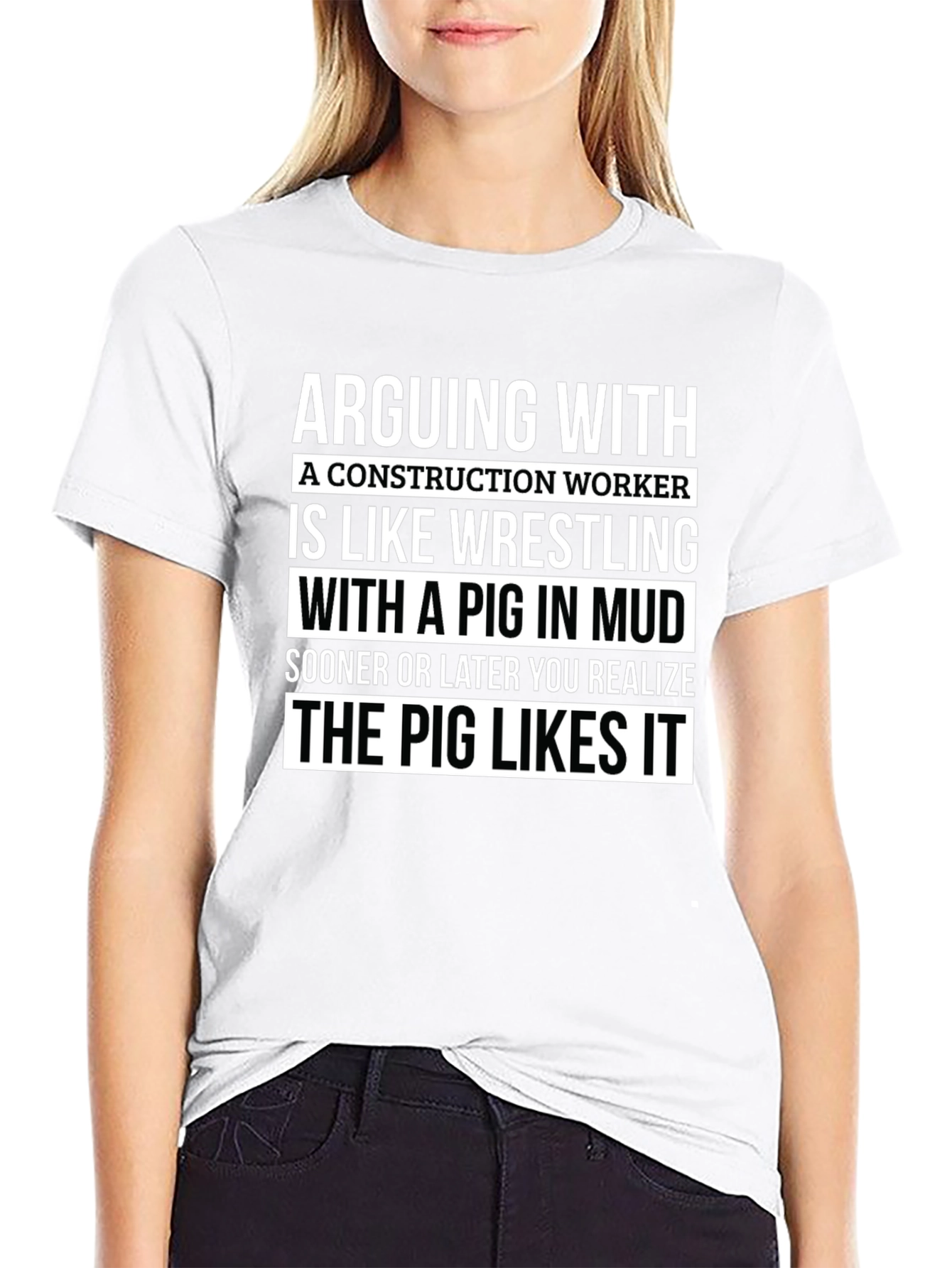 Construction Worker Pig Wrestling T-Shirt