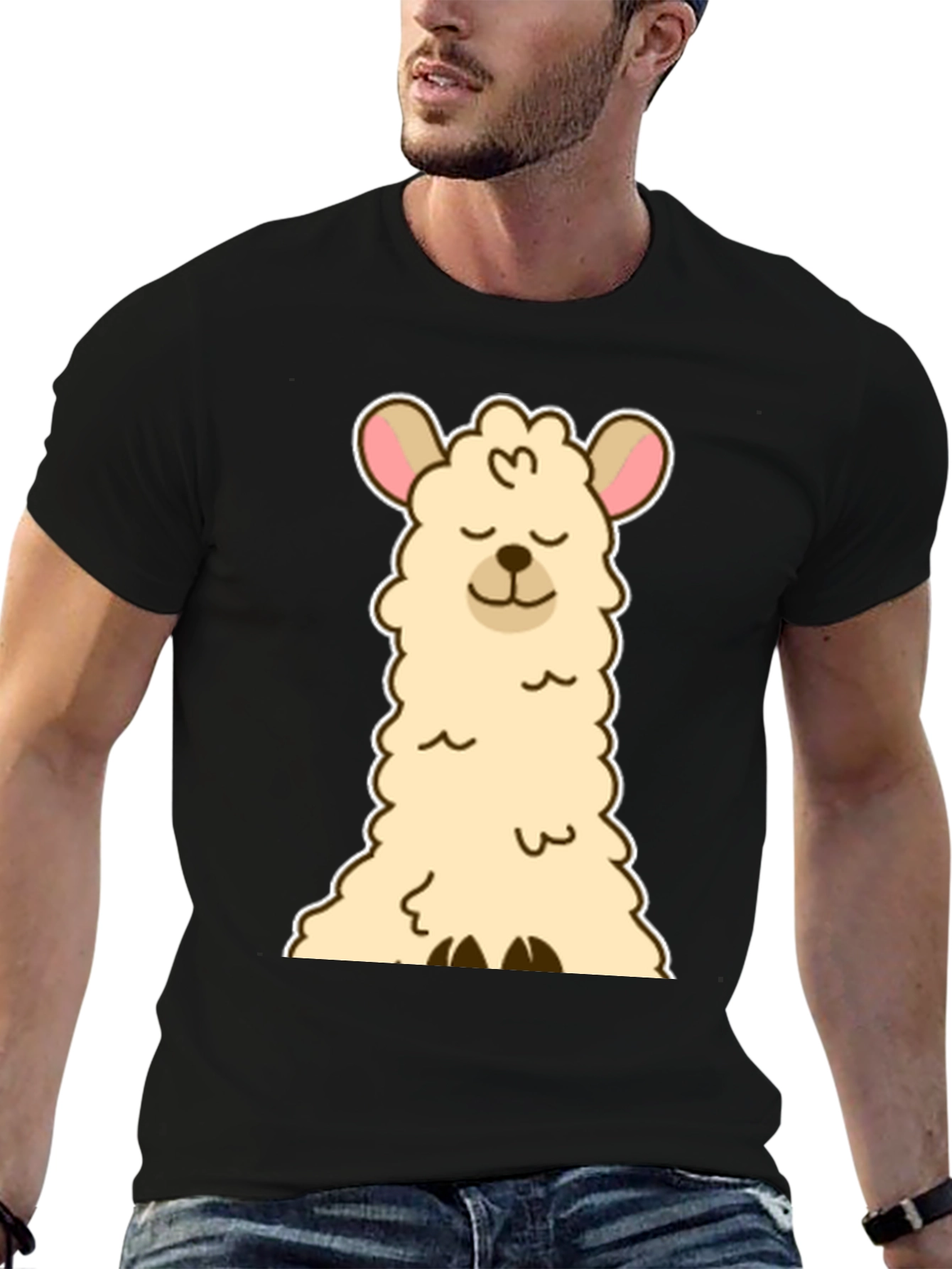 Cute Llama Graphic Tee - Black Unisex T-Shirt