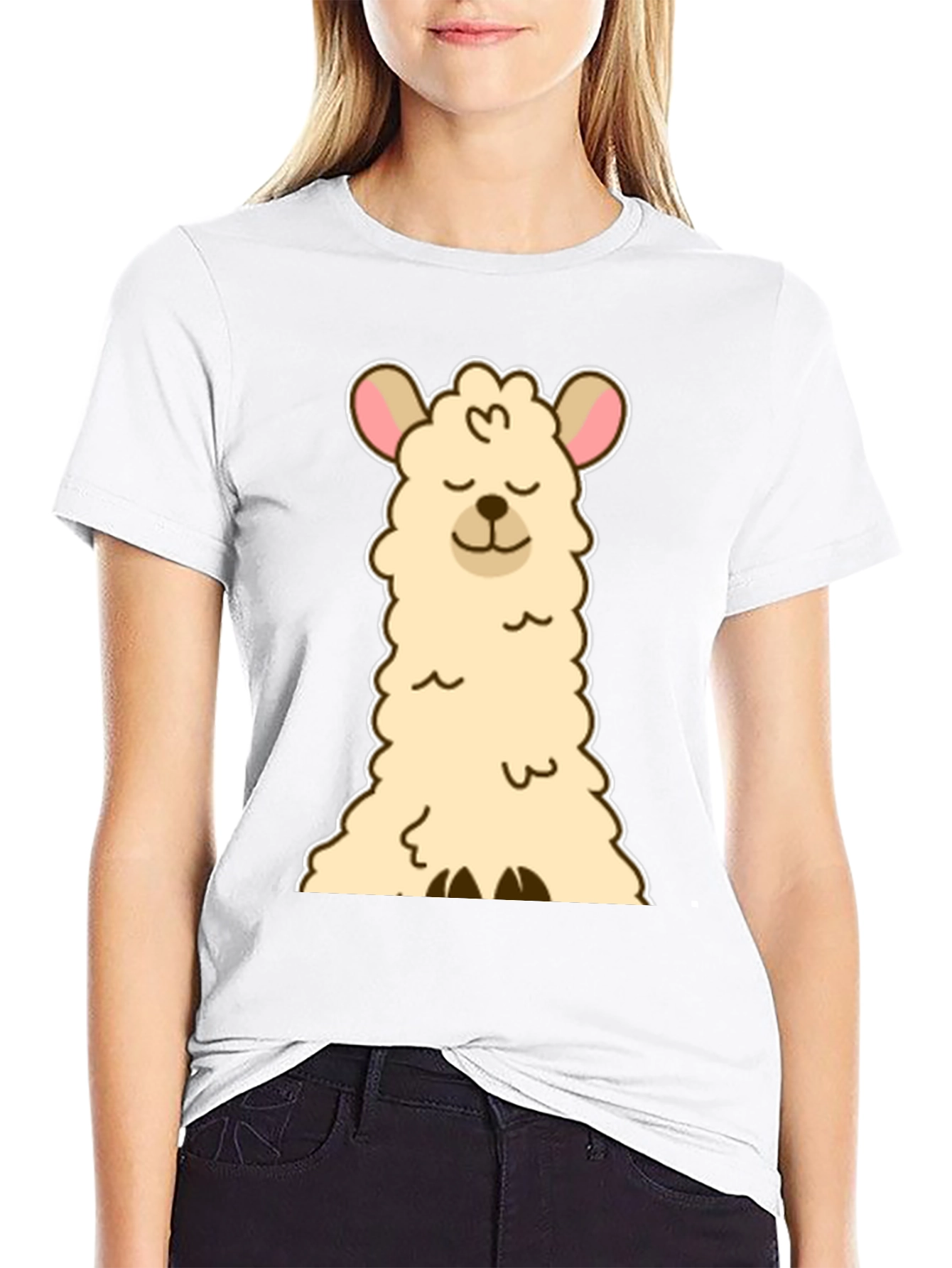 Cute Llama Graphic Tee - Black Unisex T-Shirt