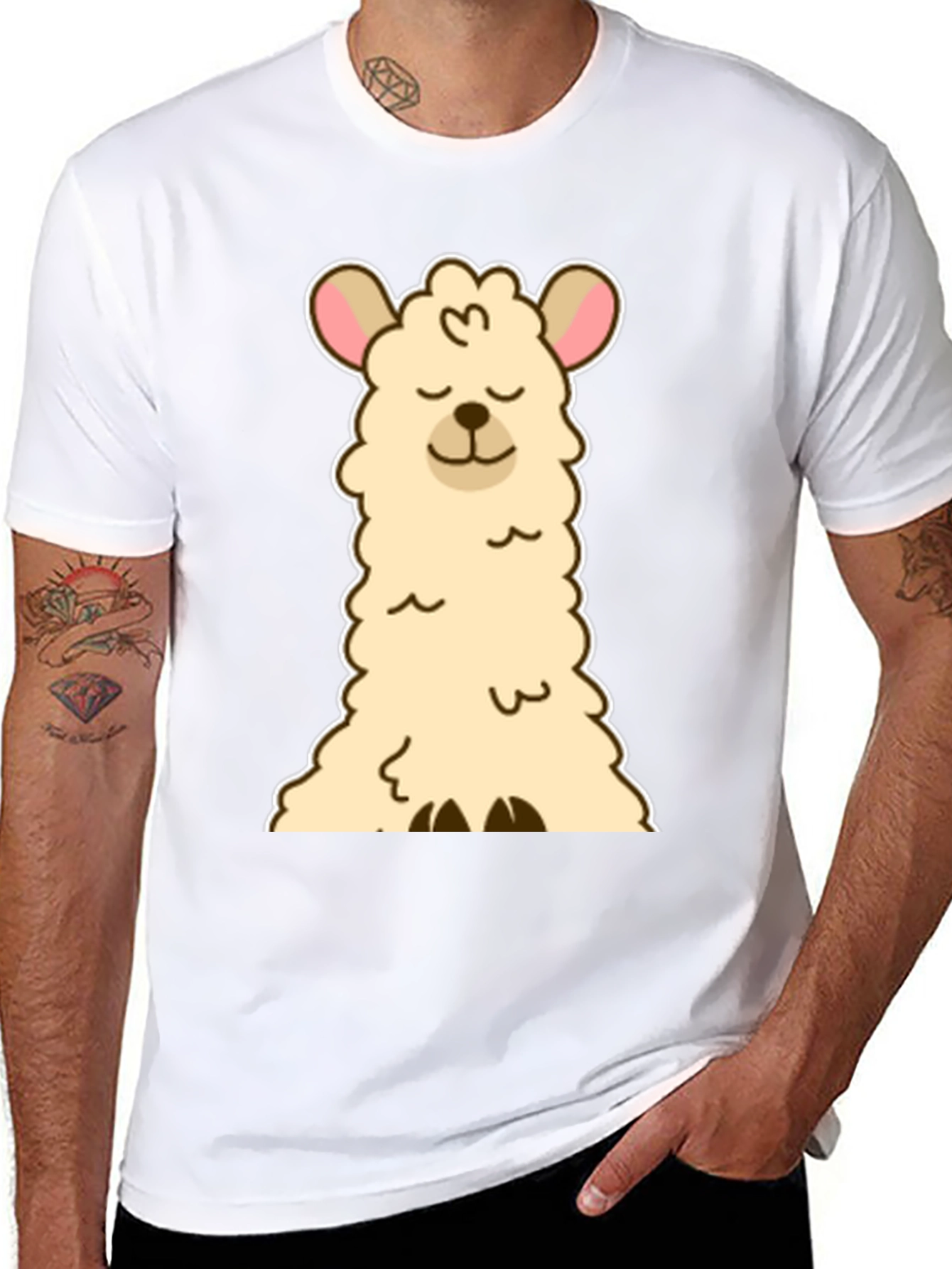 Cute Llama Graphic Tee - Black Unisex T-Shirt