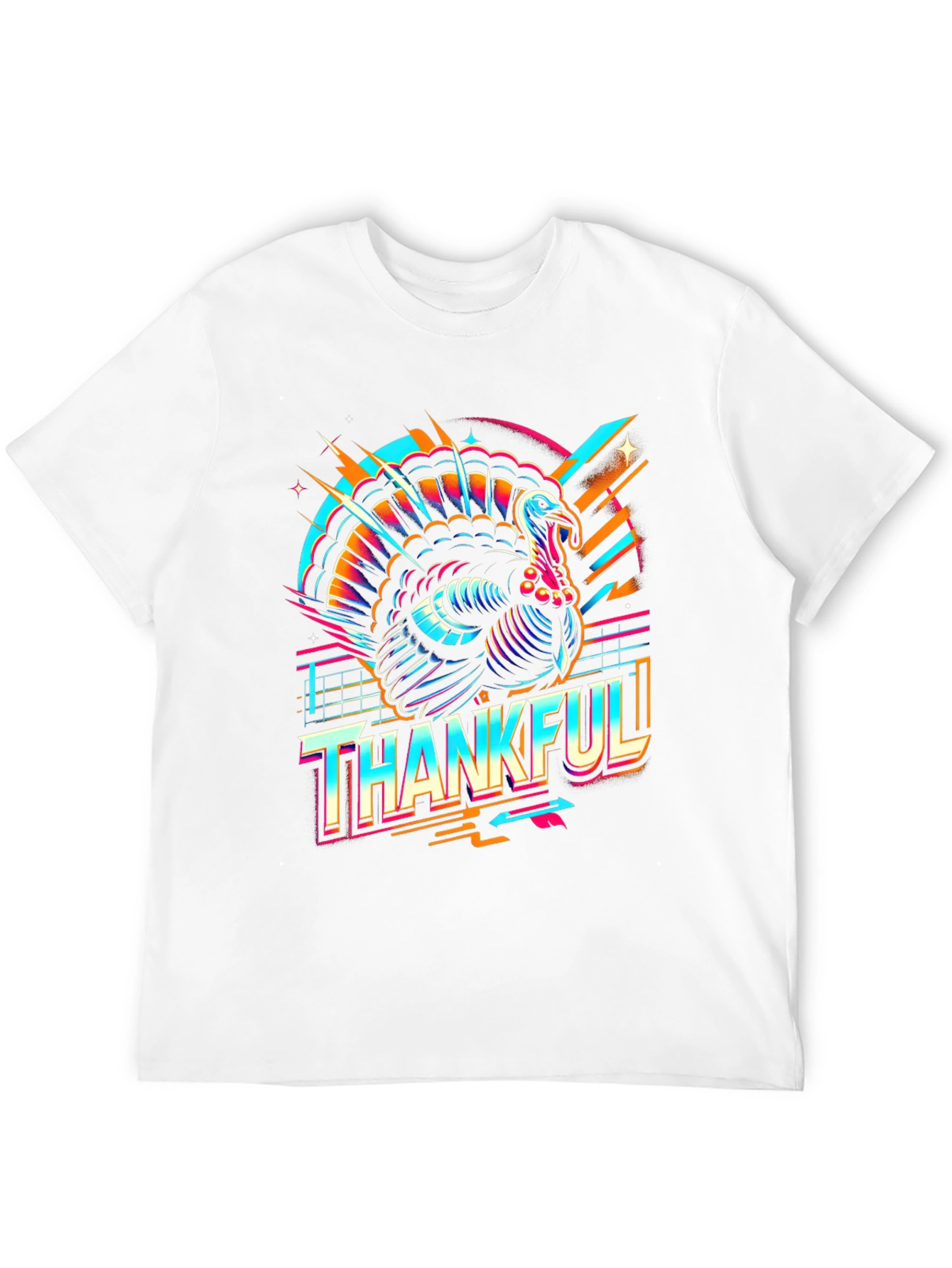Thankful Turkey Graphic Tee - Retro Thanksgiving T-Shirt