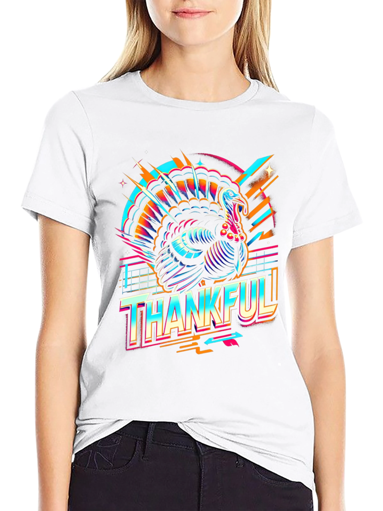 Thankful Turkey Graphic Tee - Retro Thanksgiving T-Shirt