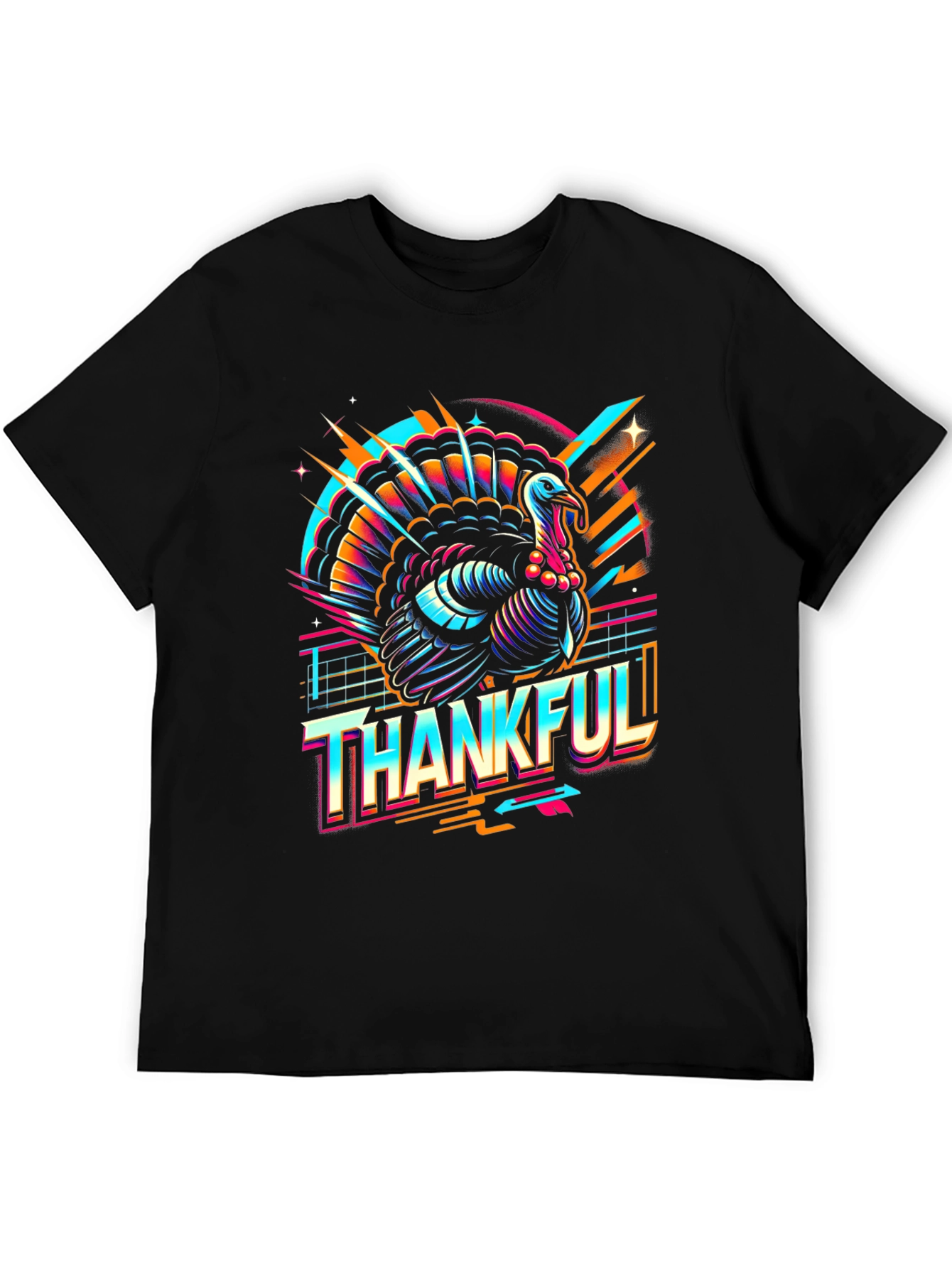 Thankful Turkey Graphic Tee - Retro Thanksgiving T-Shirt