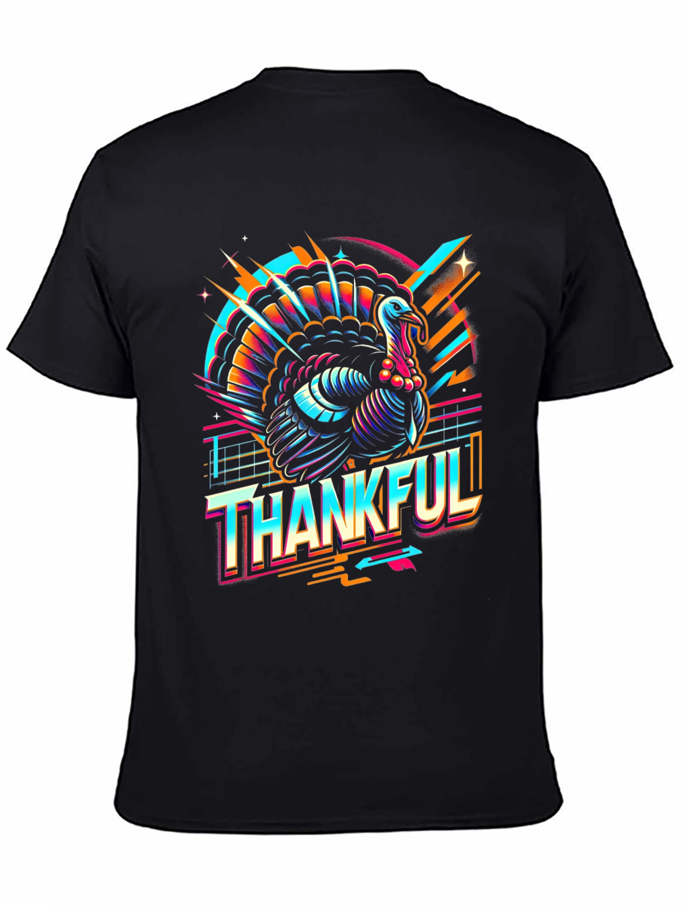 Thankful Turkey Graphic Tee - Retro Thanksgiving T-Shirt