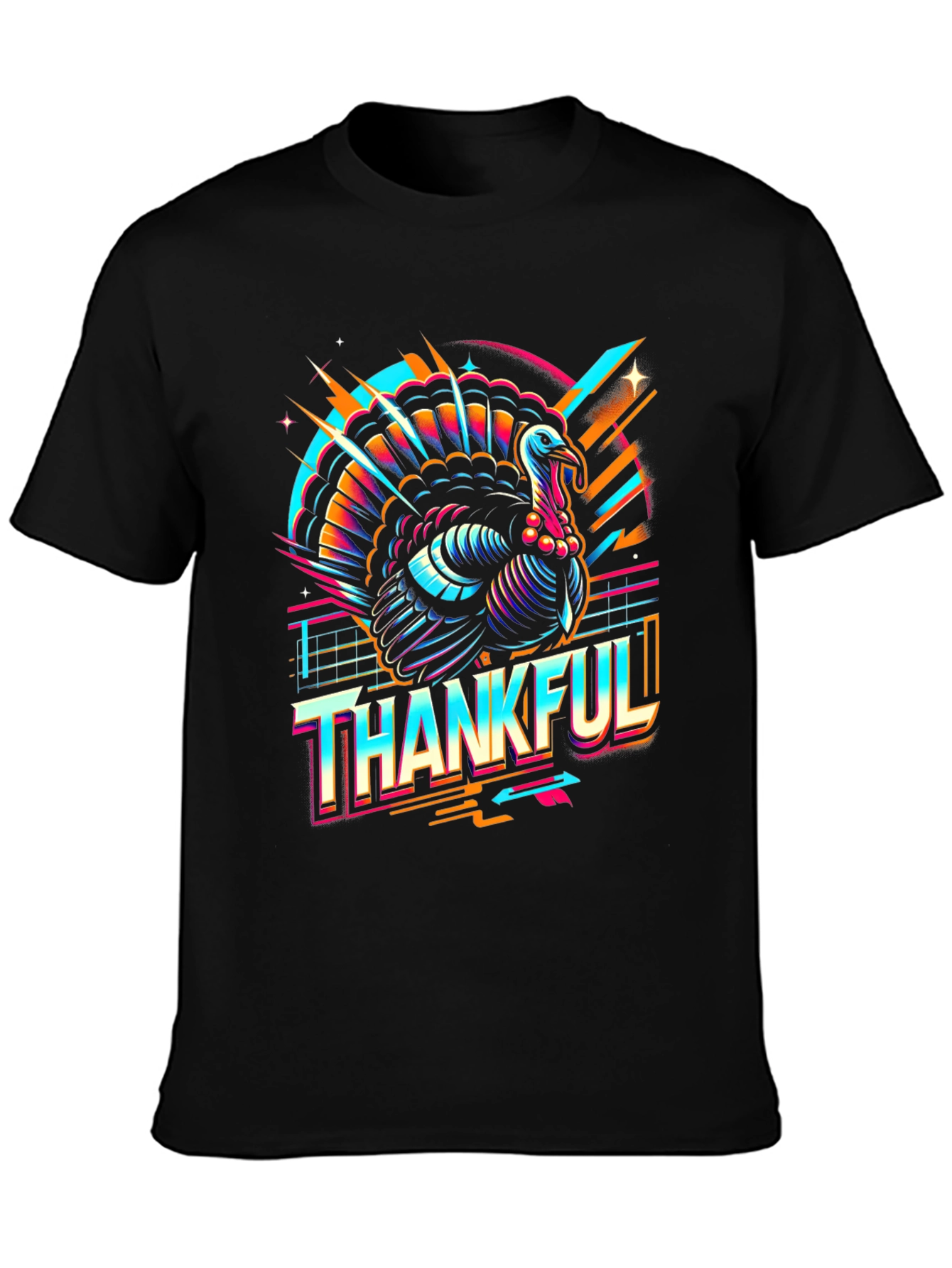 Thankful Turkey Graphic Tee - Retro Thanksgiving T-Shirt