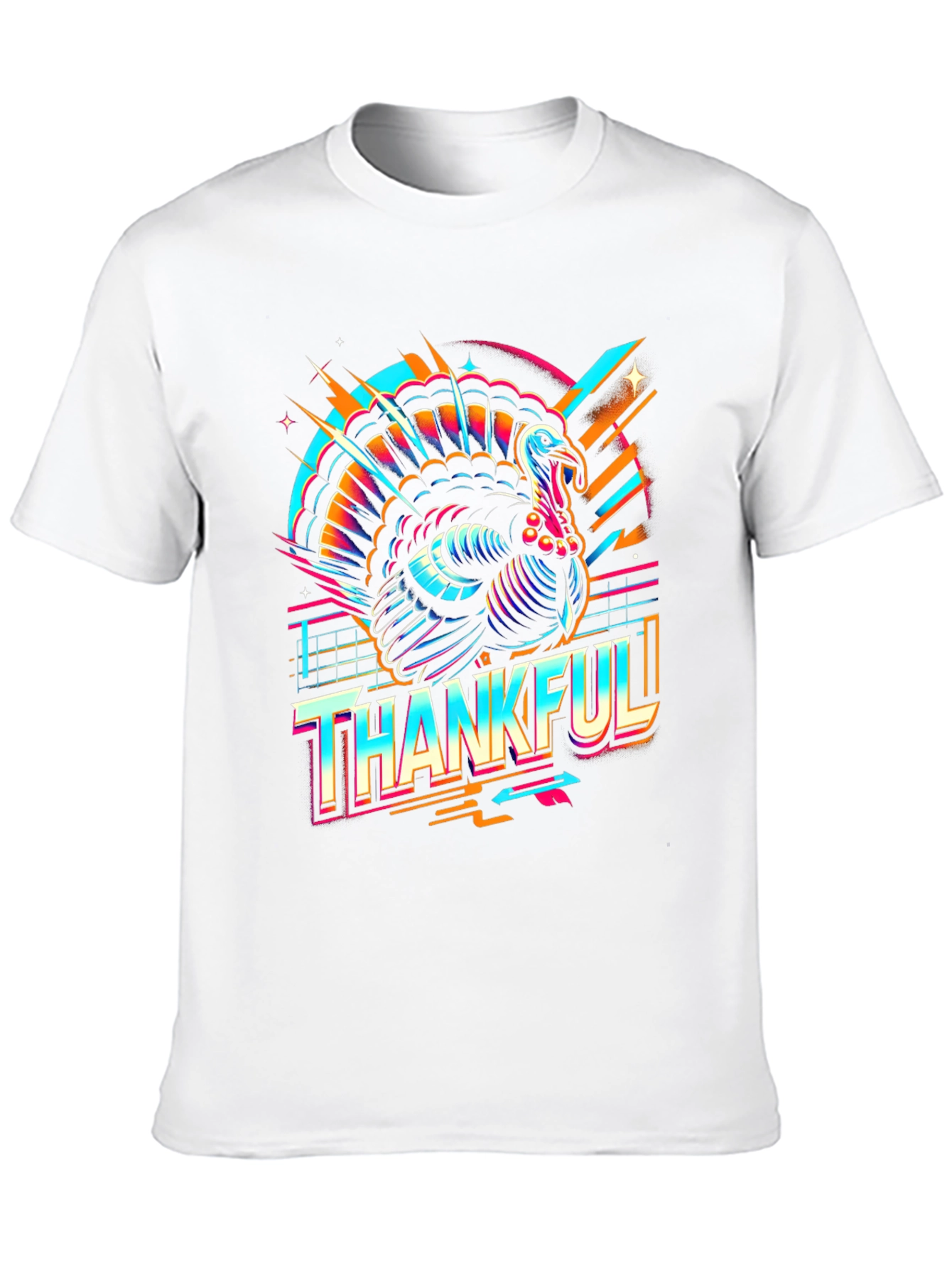 Thankful Turkey Graphic Tee - Retro Thanksgiving T-Shirt