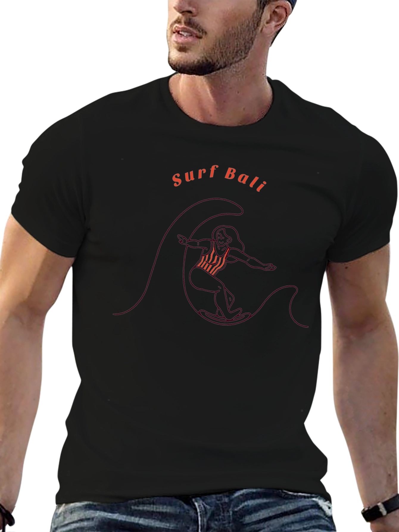 Surf Bali Graphic Tee - Black Cotton